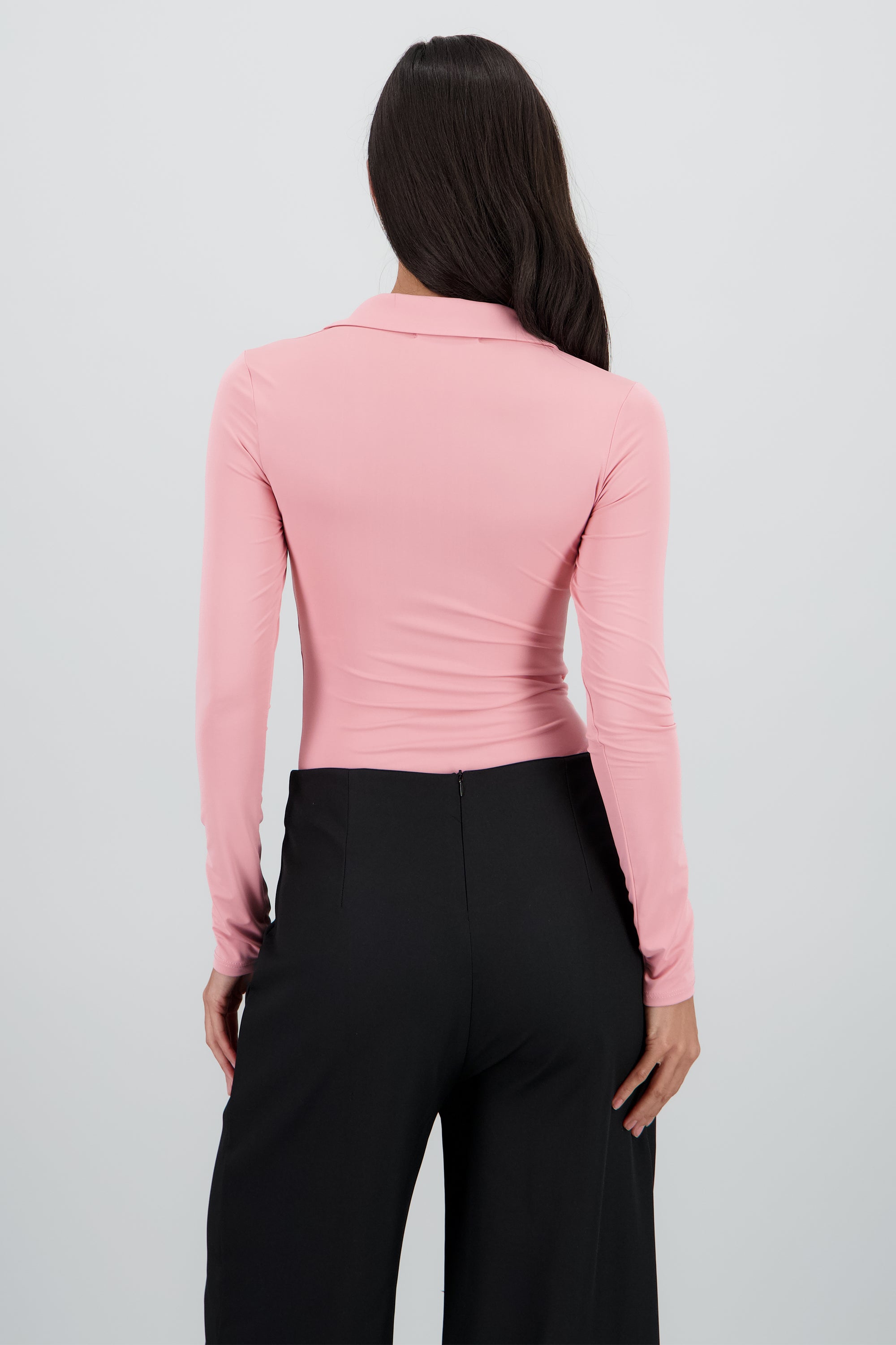 Body manga larga cuello polo PALO DE ROSA