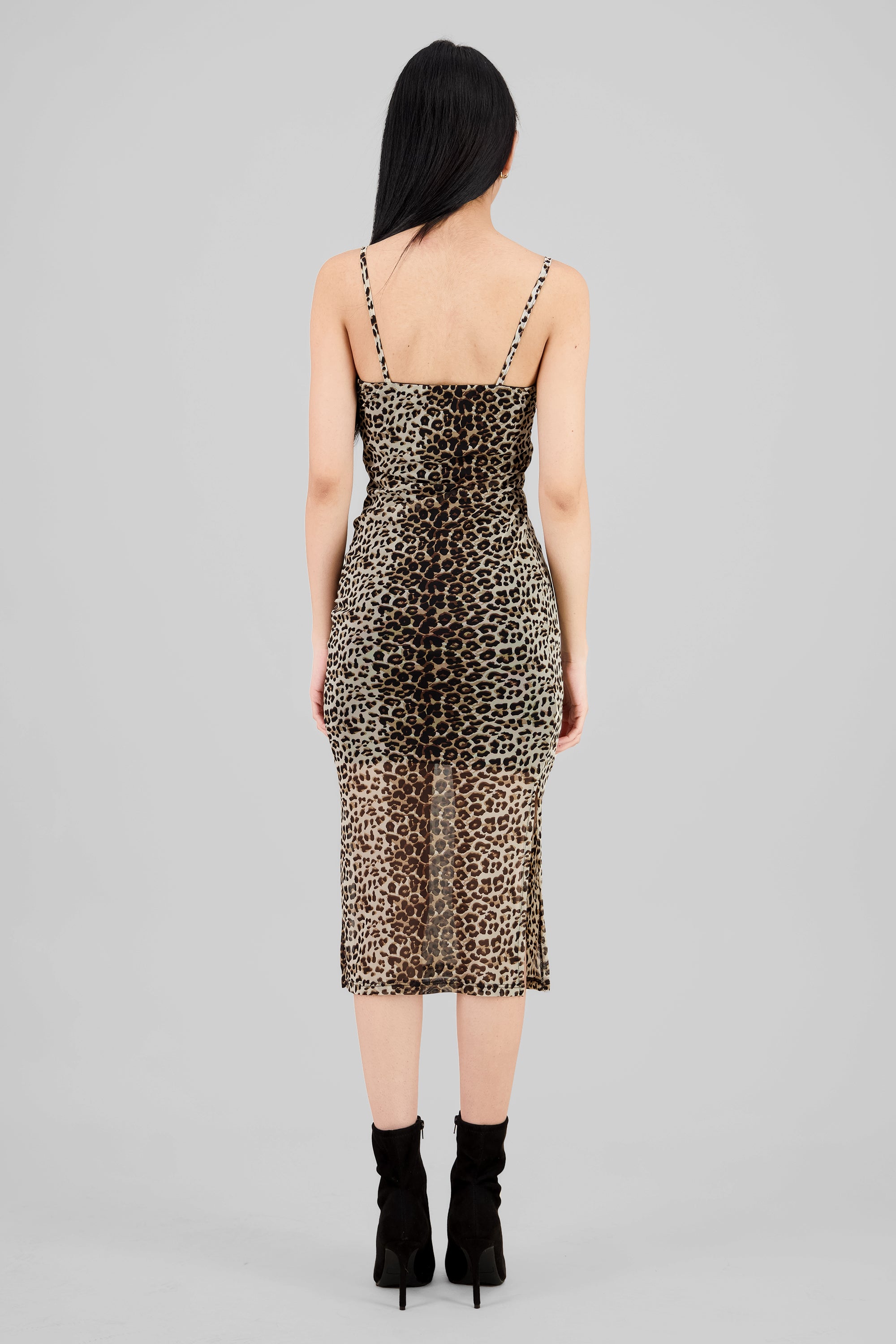 Vestido maxi tirantes animal print CAFE COMBO