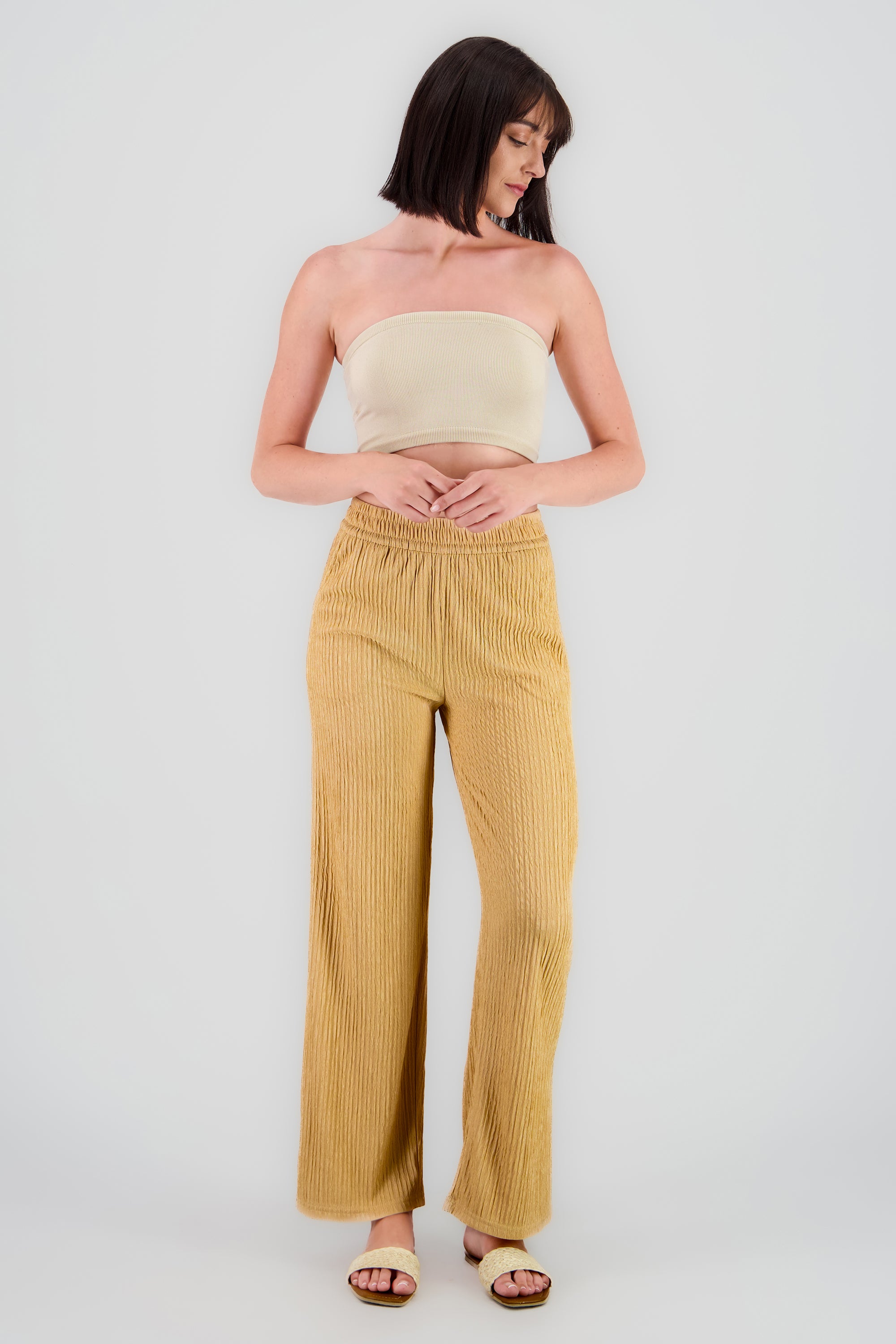 Pantalón wide textura bandana KHAKI