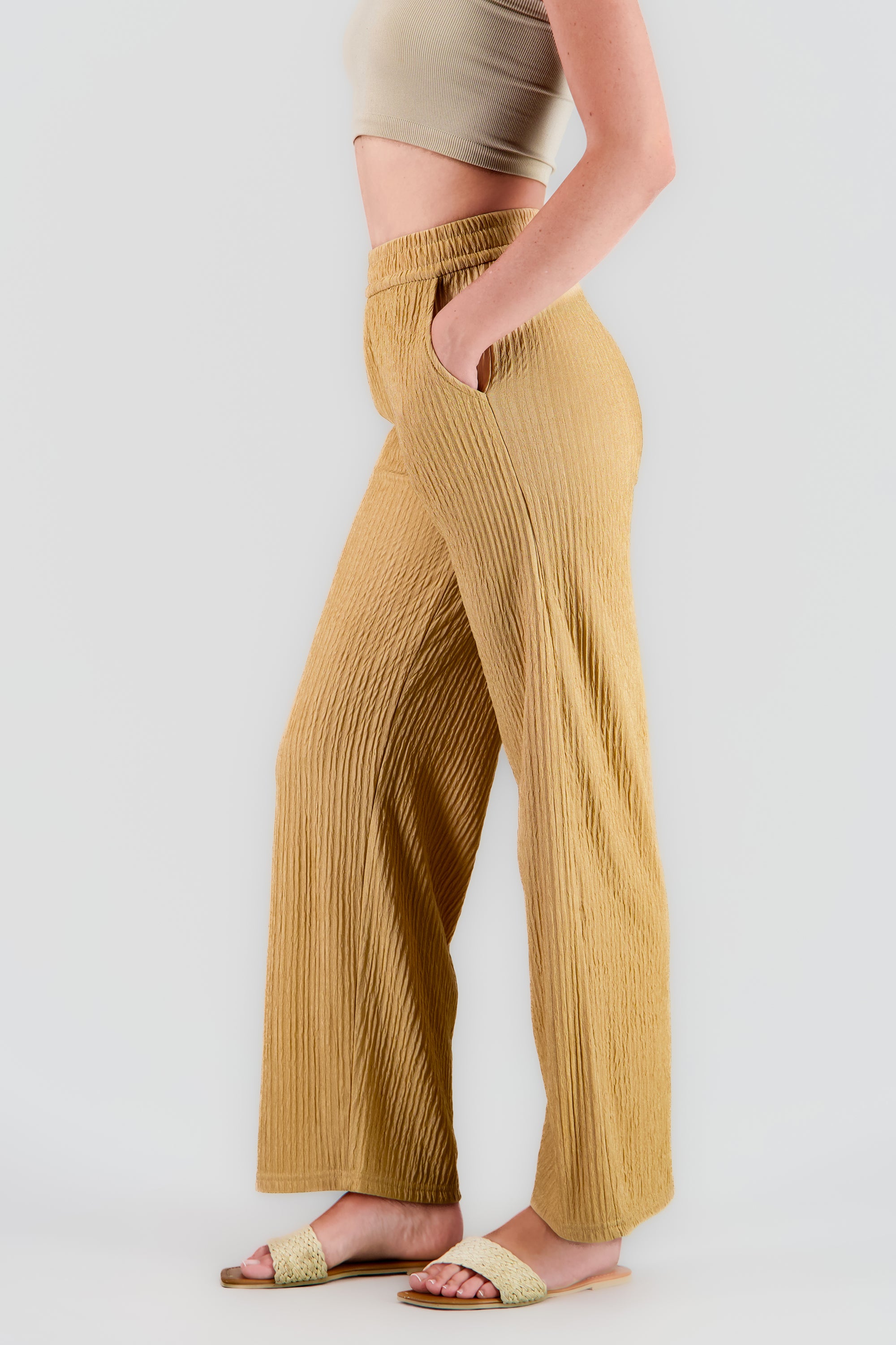 Pantalón wide textura bandana KHAKI