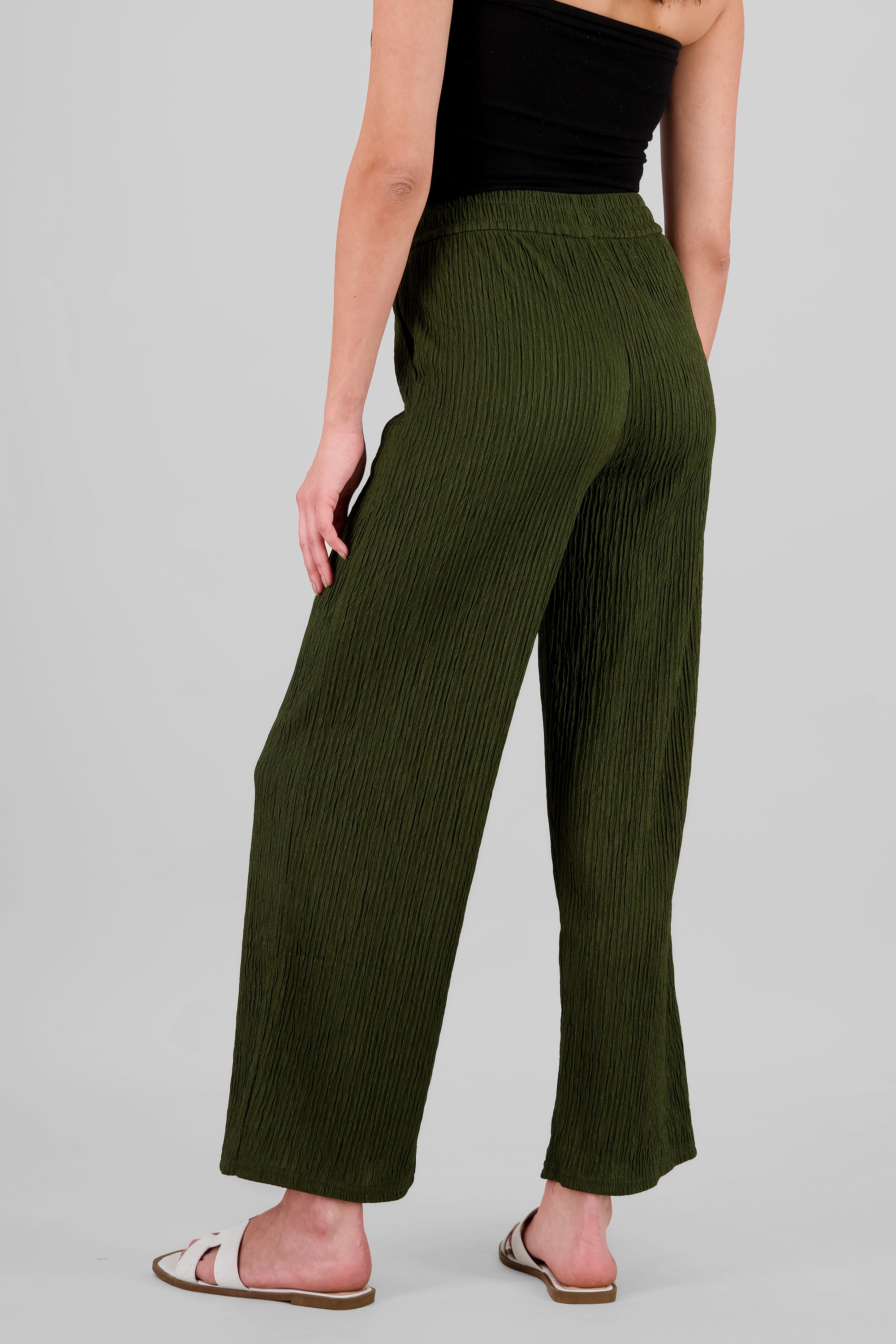 Pantalón wide textura bandana OLIVO