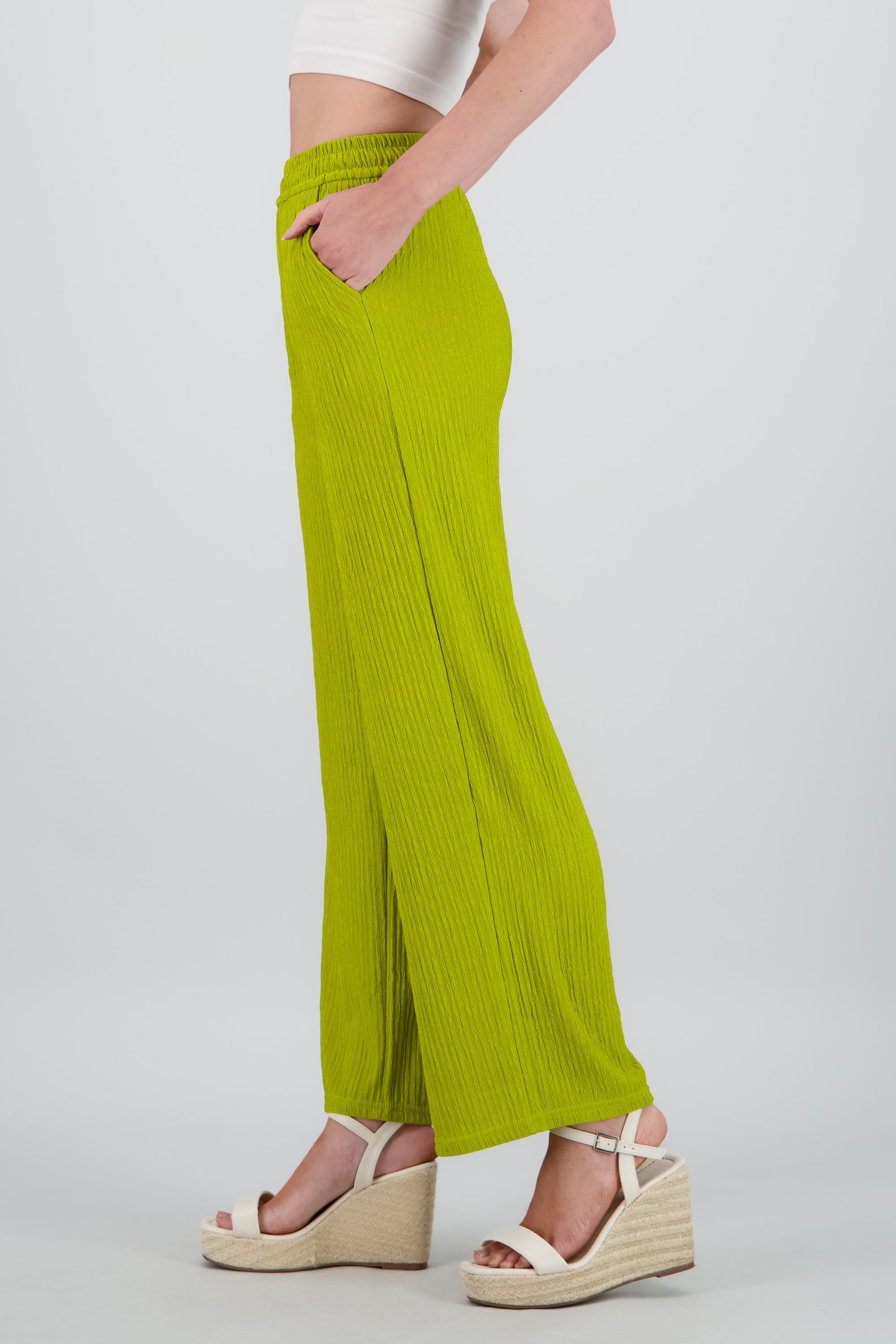Pantalón wide textura bandana VERDE BRILLANTE