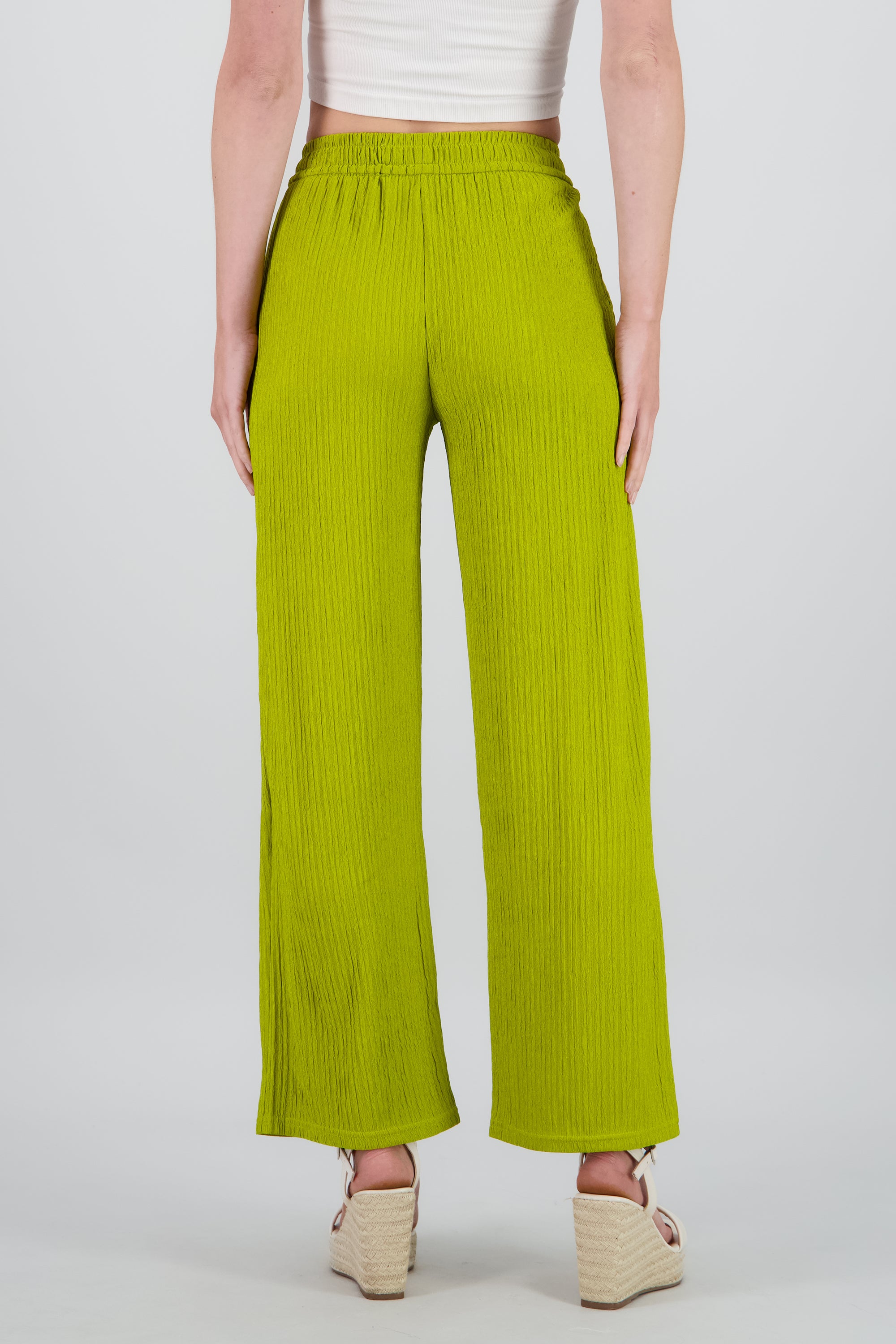 Pantalón wide textura bandana VERDE BRILLANTE