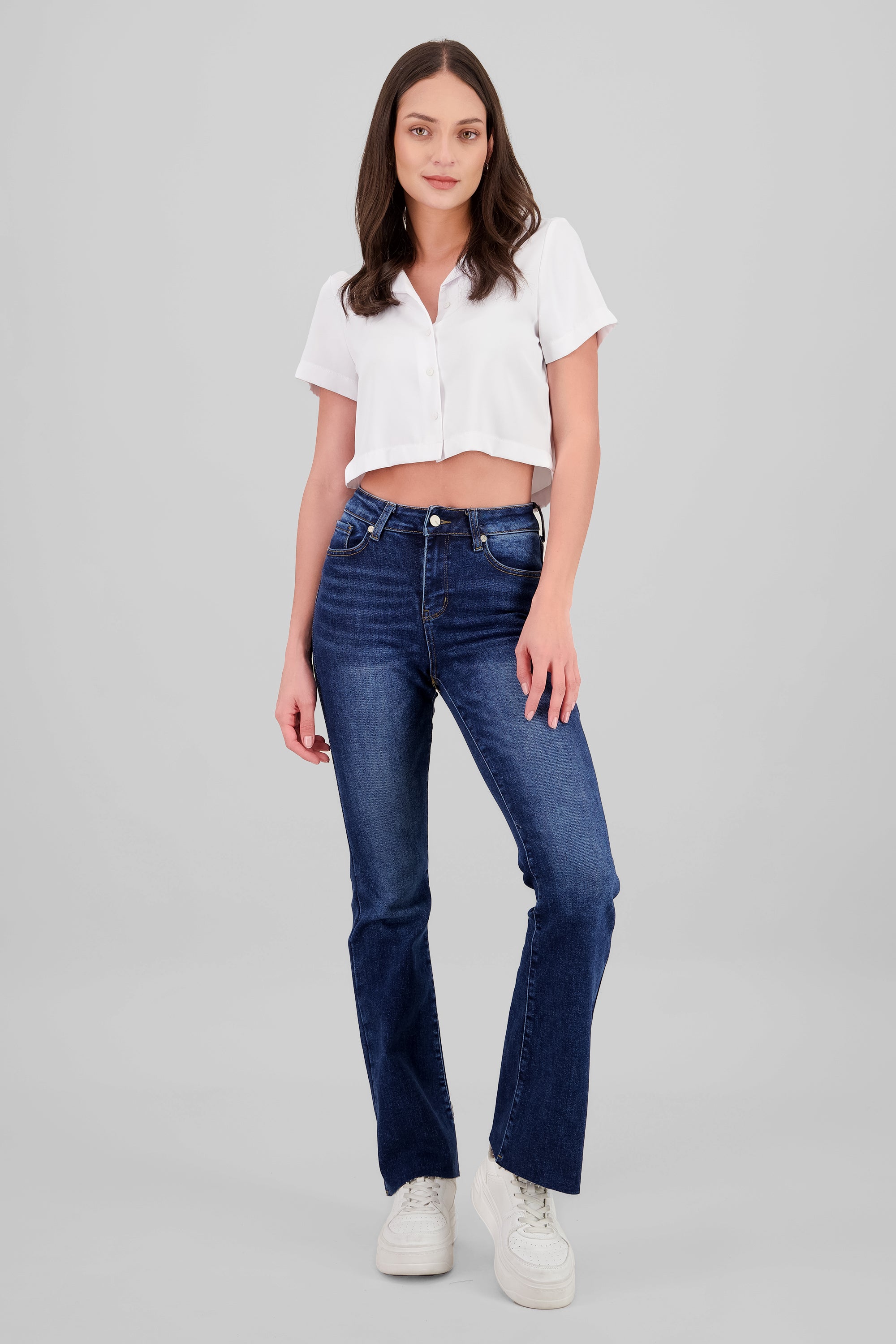 Jeans flare destrucción DARK WASH