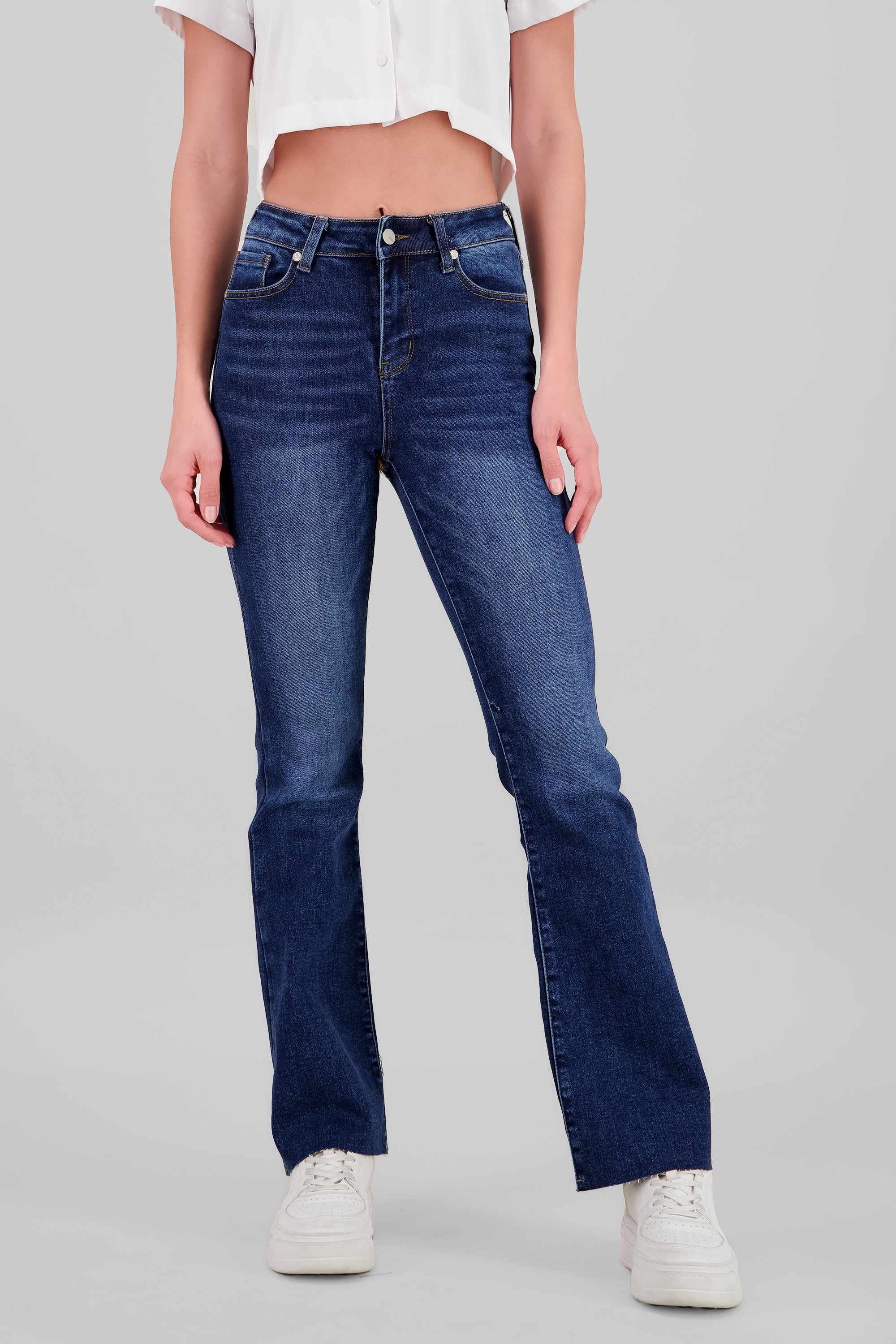 Jeans flare destrucción DARK WASH