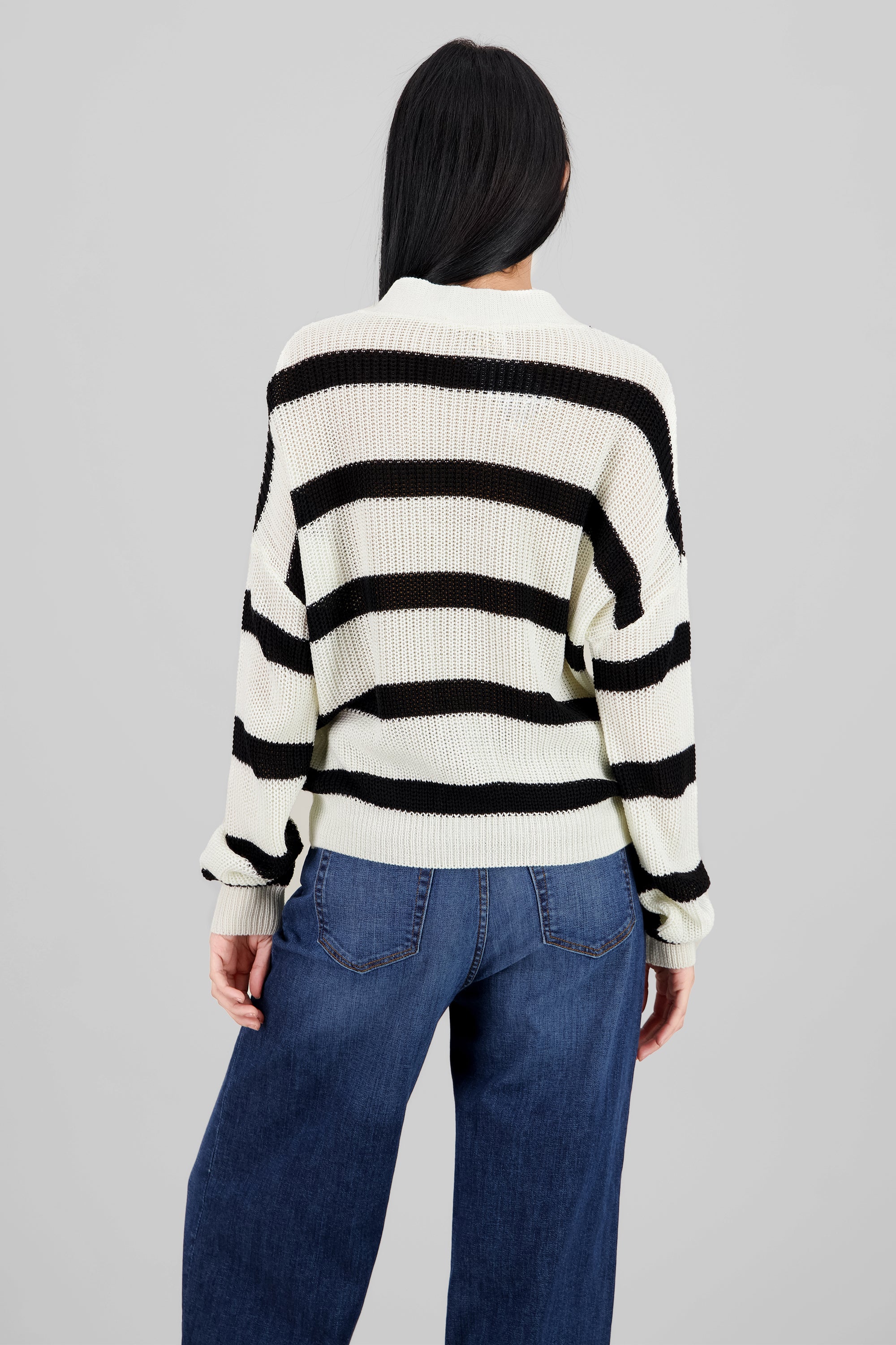 Cardigan tejido botones rayas BLANCO COMBO