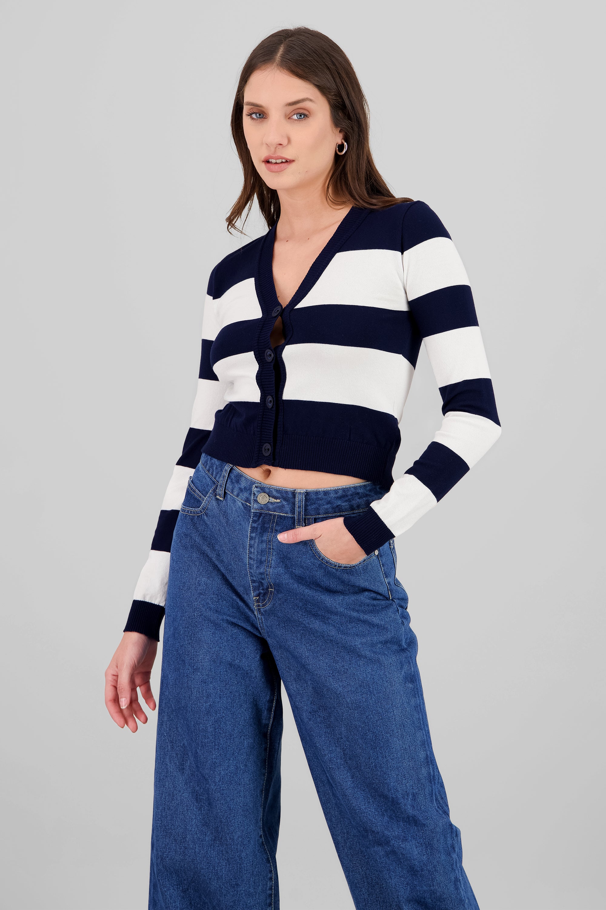 Cardigan rayas contraste MARINO COMBO