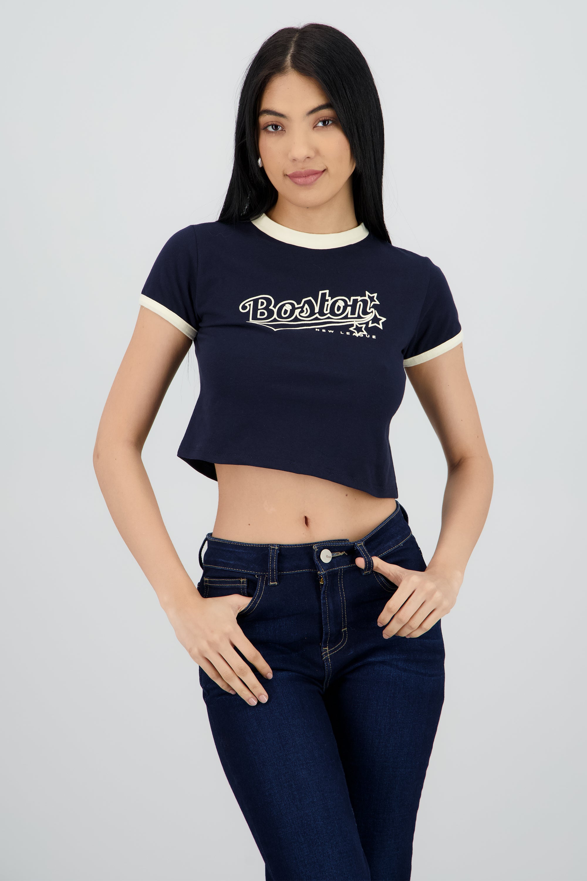 Playera contrastes boston MARINO COMBO