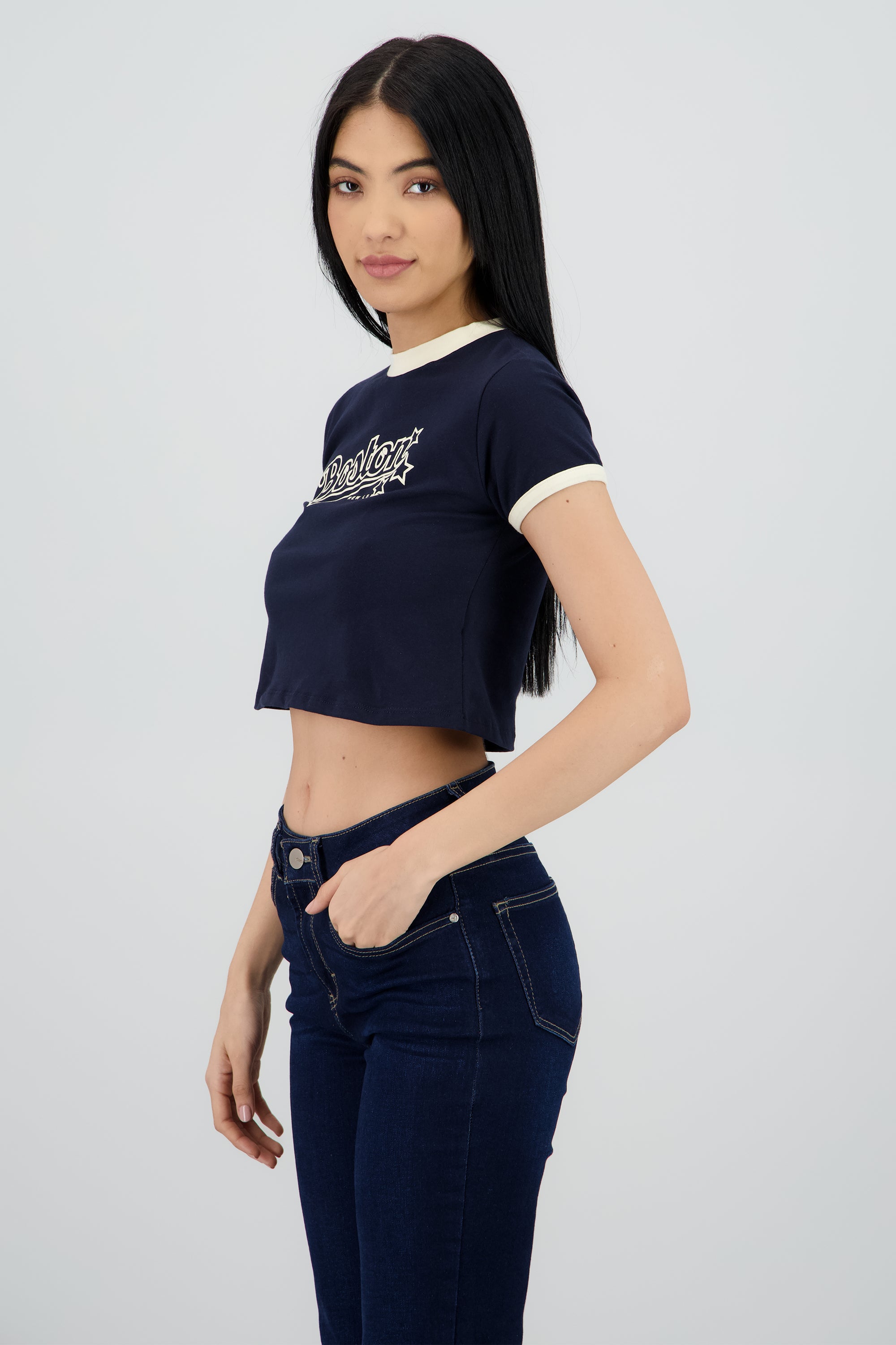 Playera contrastes boston MARINO COMBO
