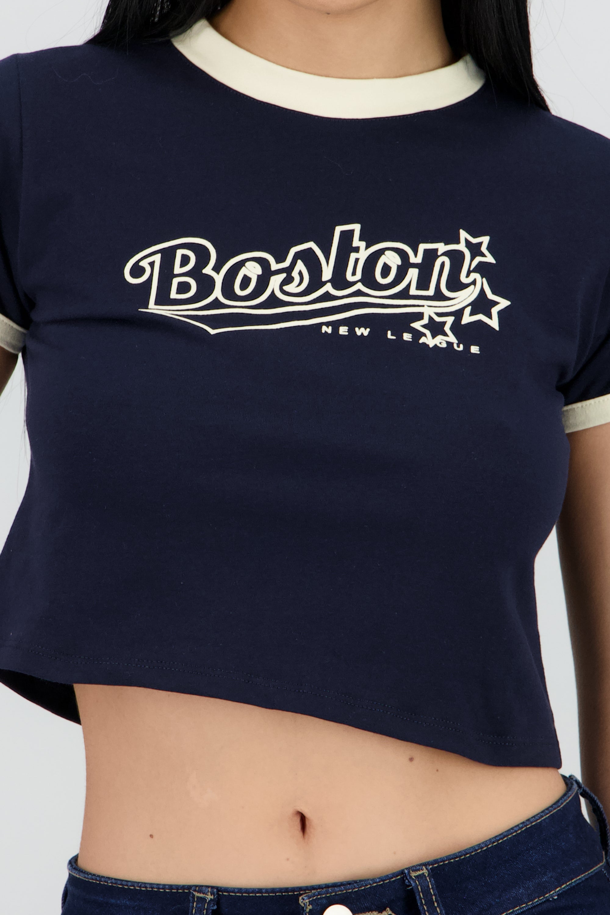 Playera contrastes boston MARINO COMBO