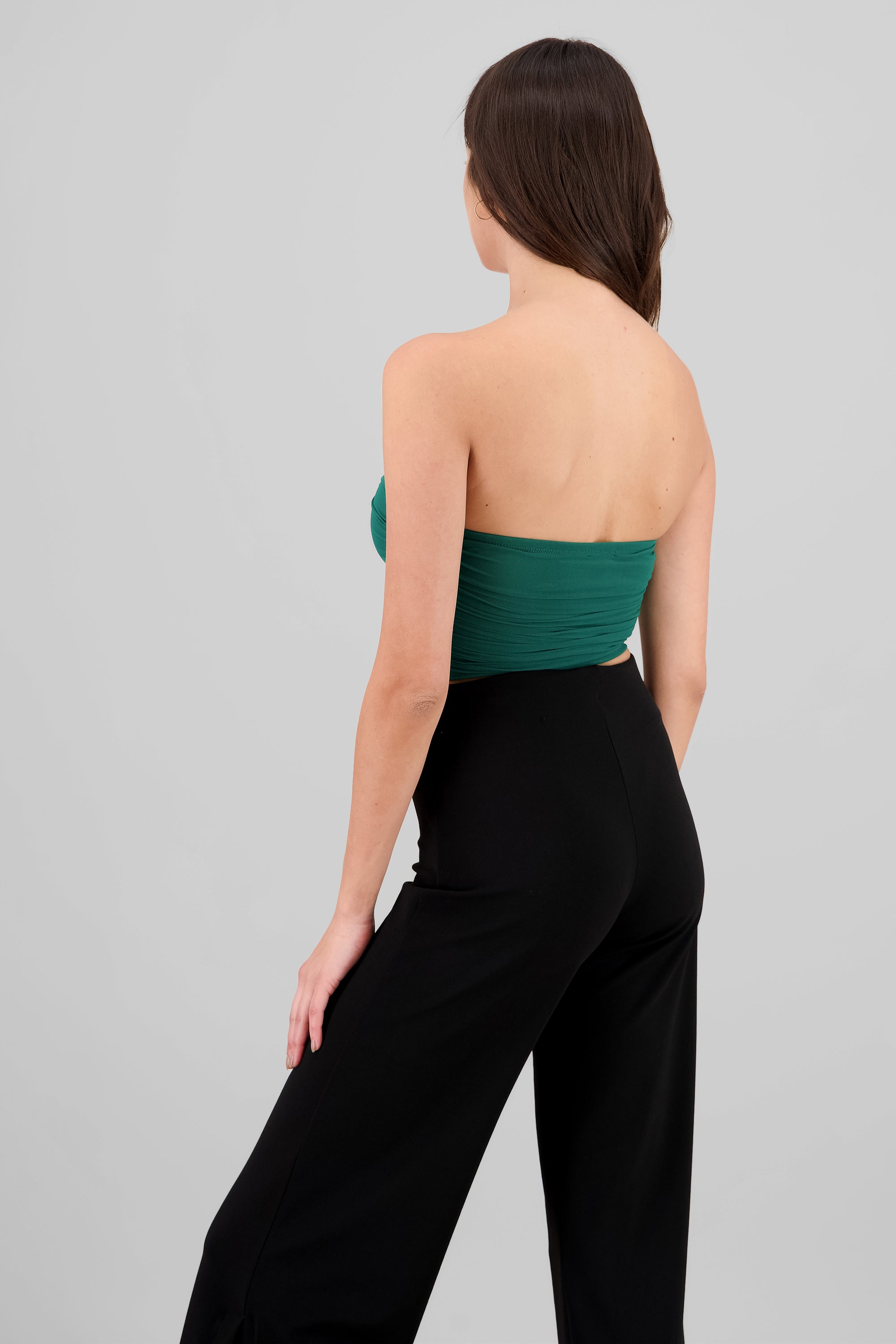 Top de mesh con escote y varilla VERDE CAZADOR
