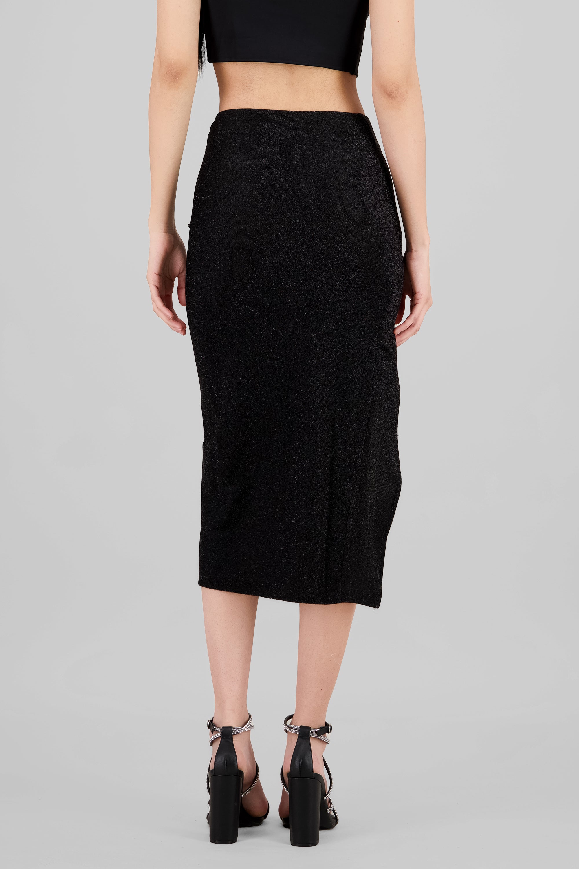 Falda midi con apertura en pierna NEGRO