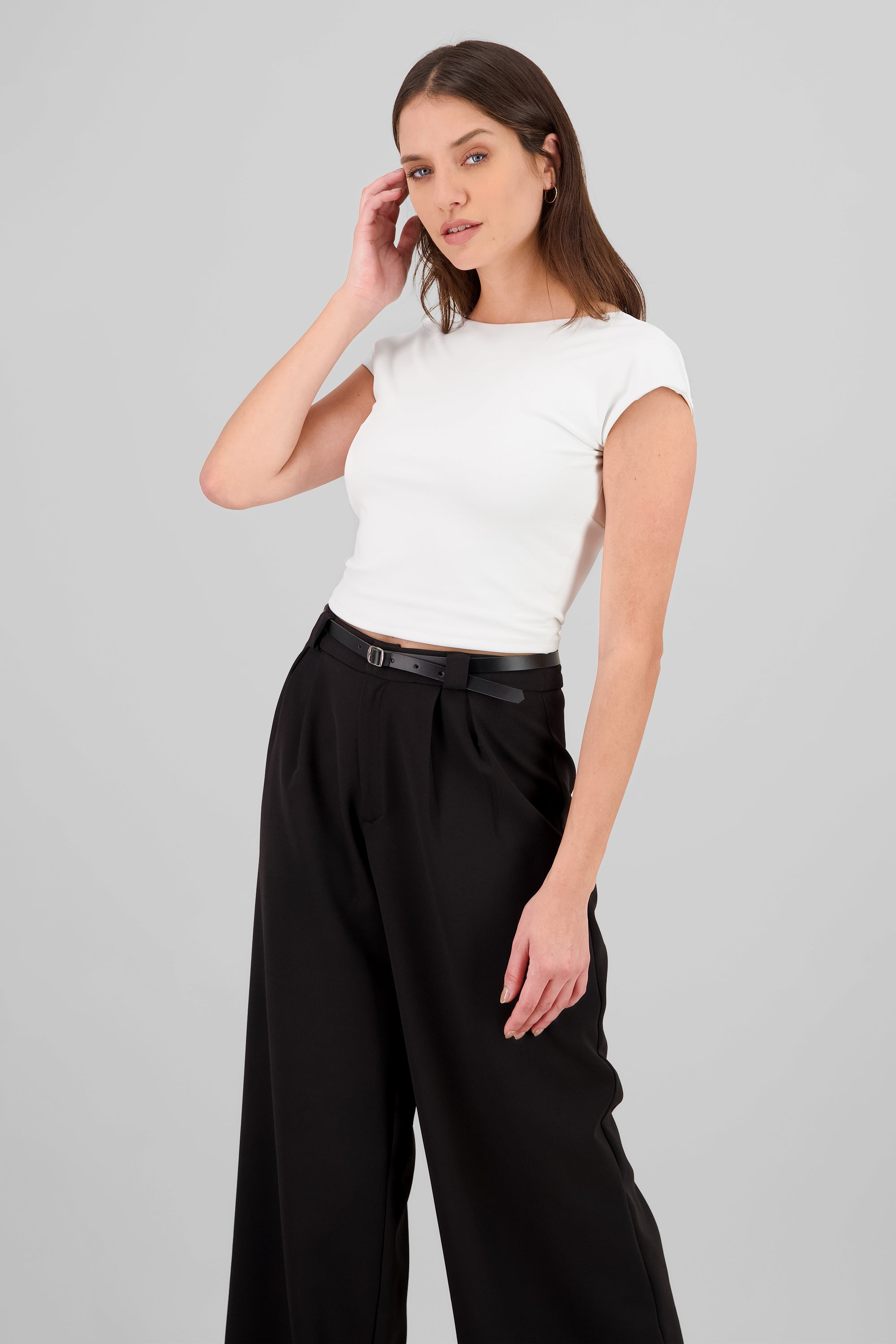 Top liso con espalda descubierta BLANCO