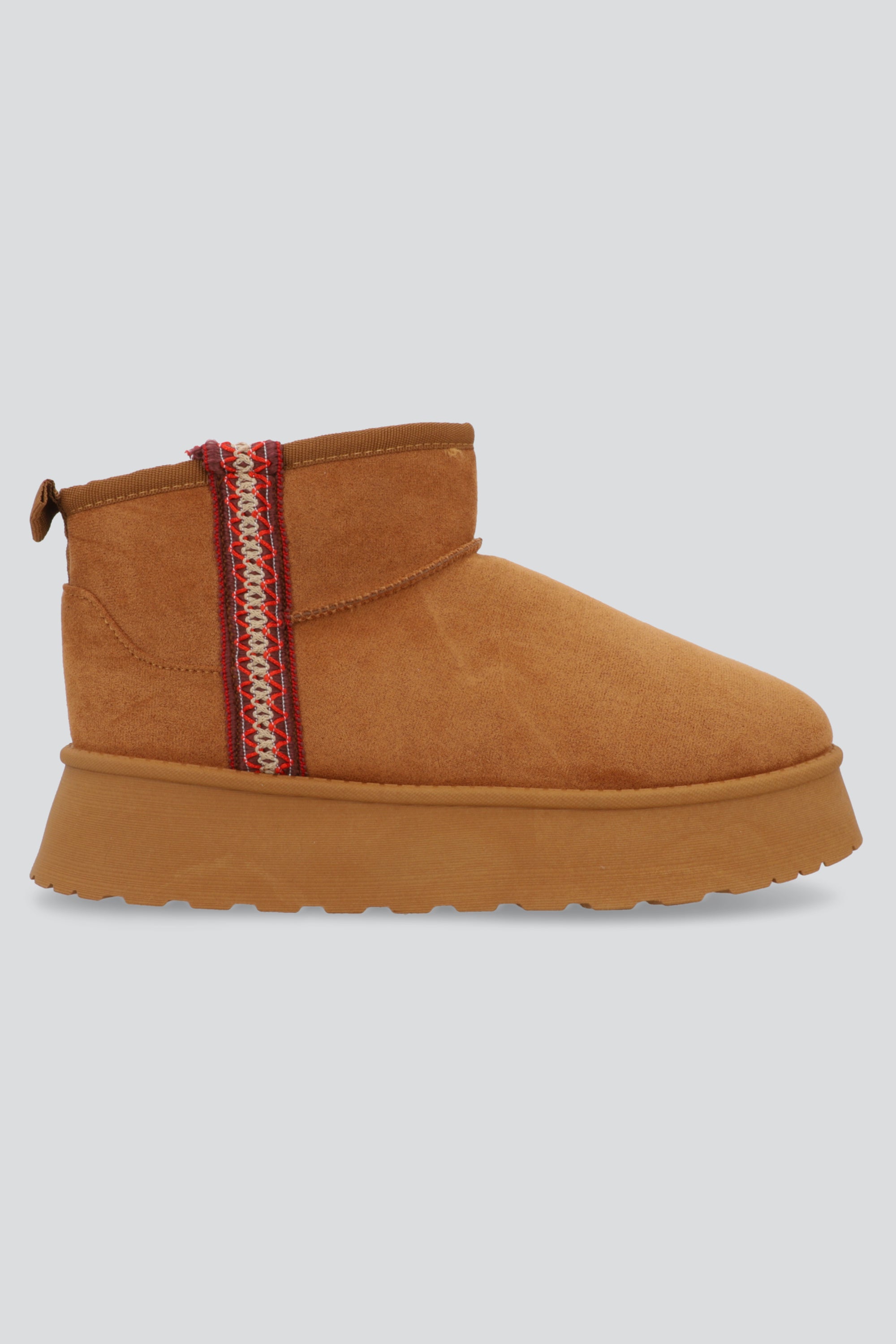 Bota peluche plataforma franja CAMELLO