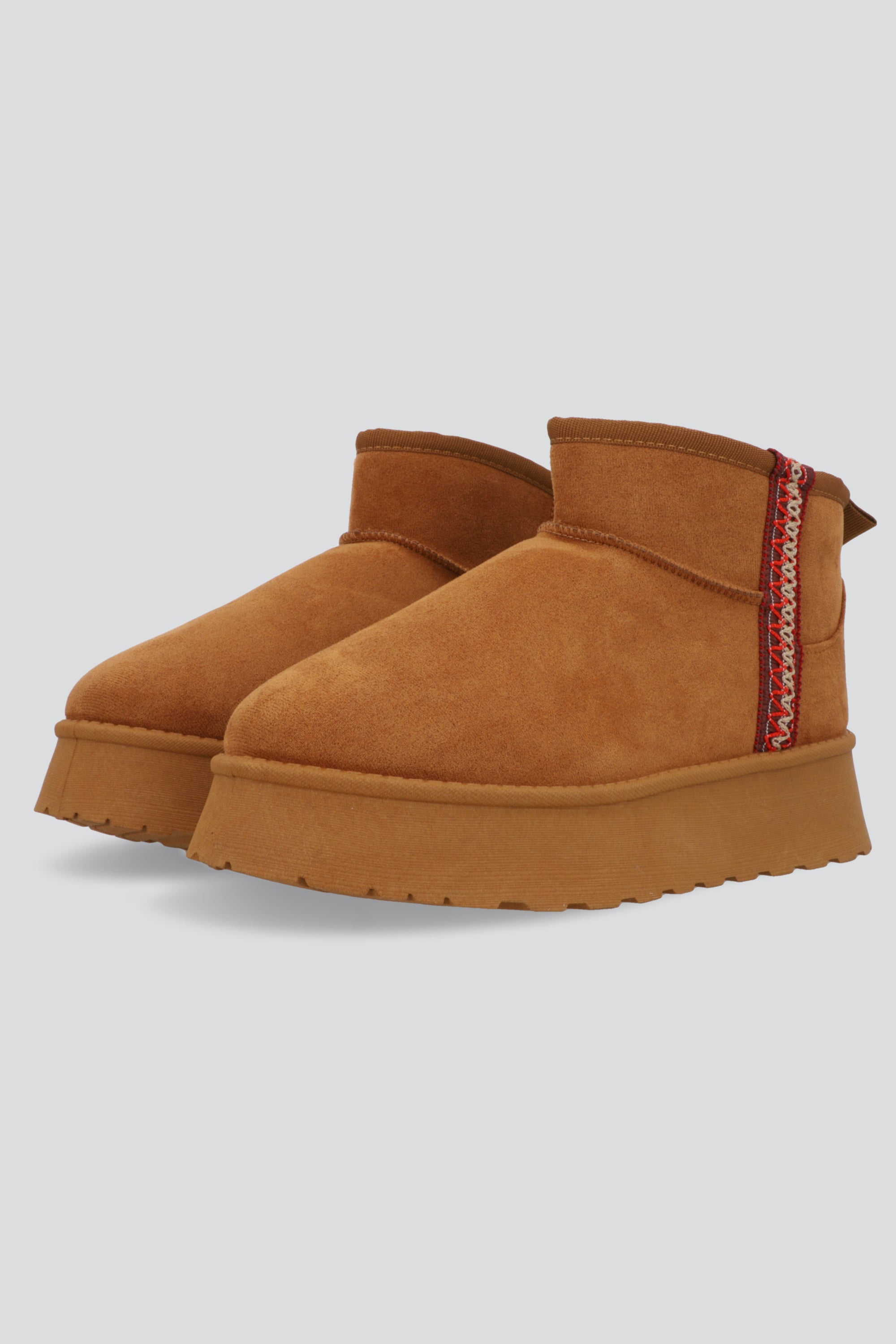 Bota peluche plataforma franja CAMELLO