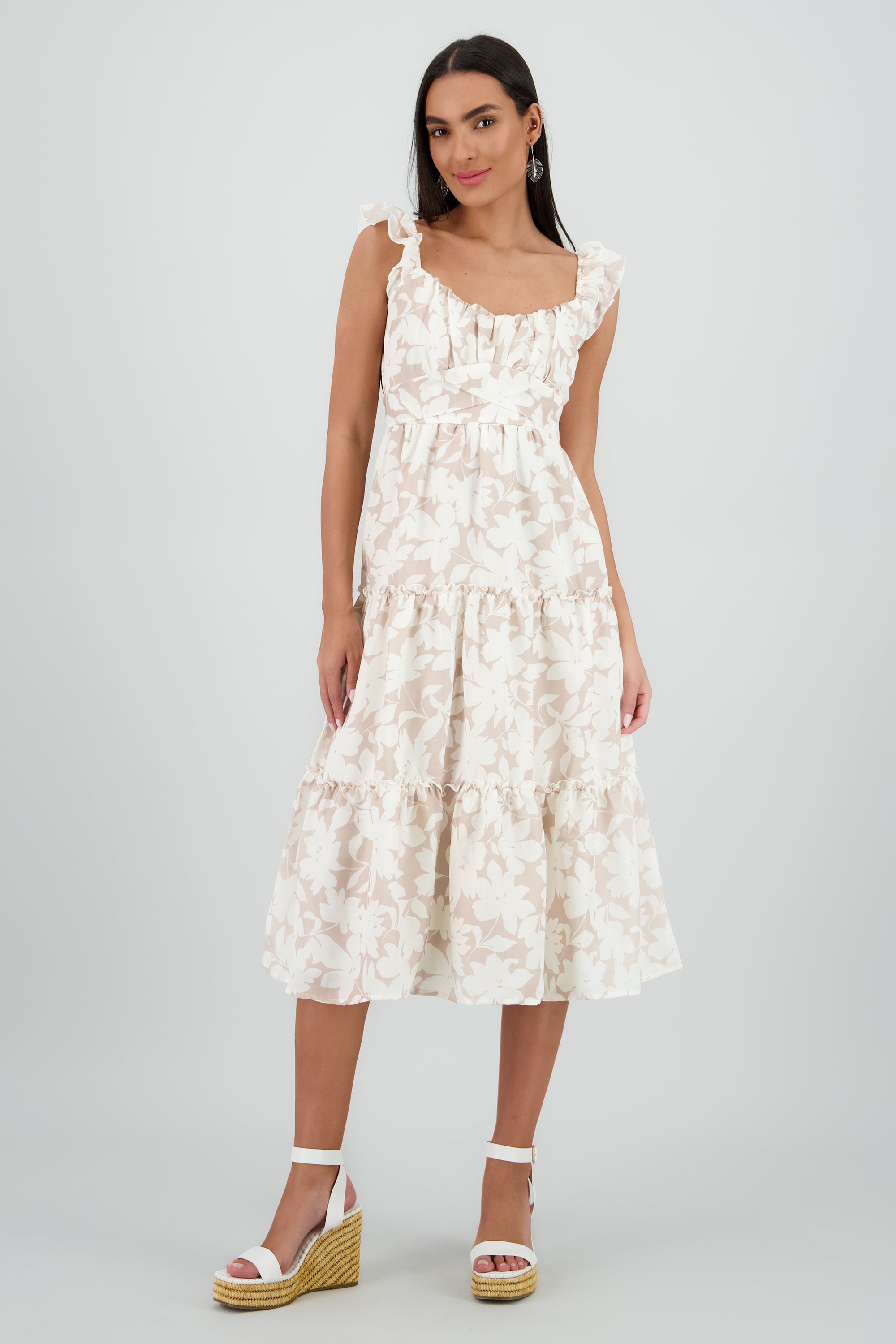Vestido maxi estampado BLANCO COMBO