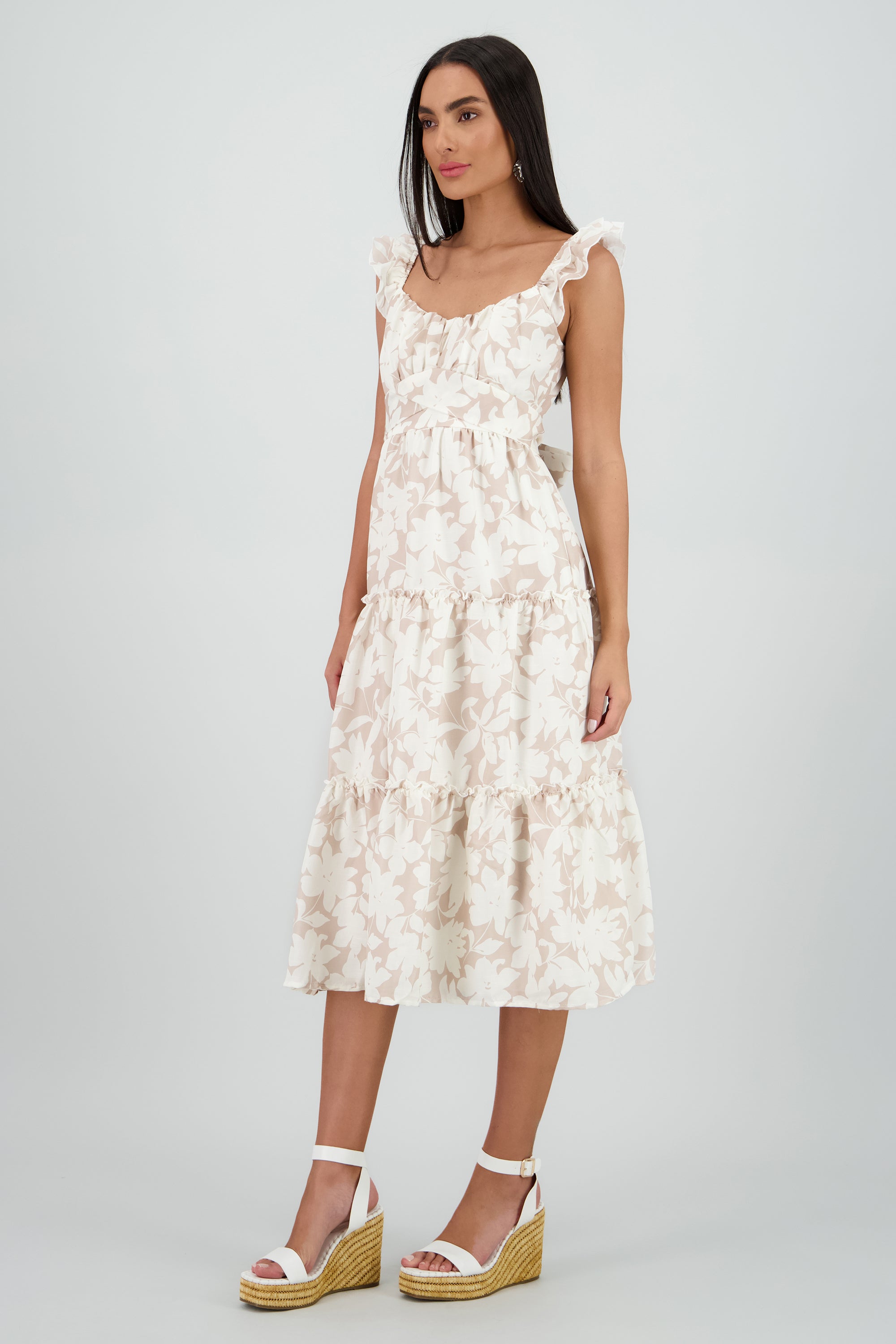 Vestido maxi estampado BLANCO COMBO