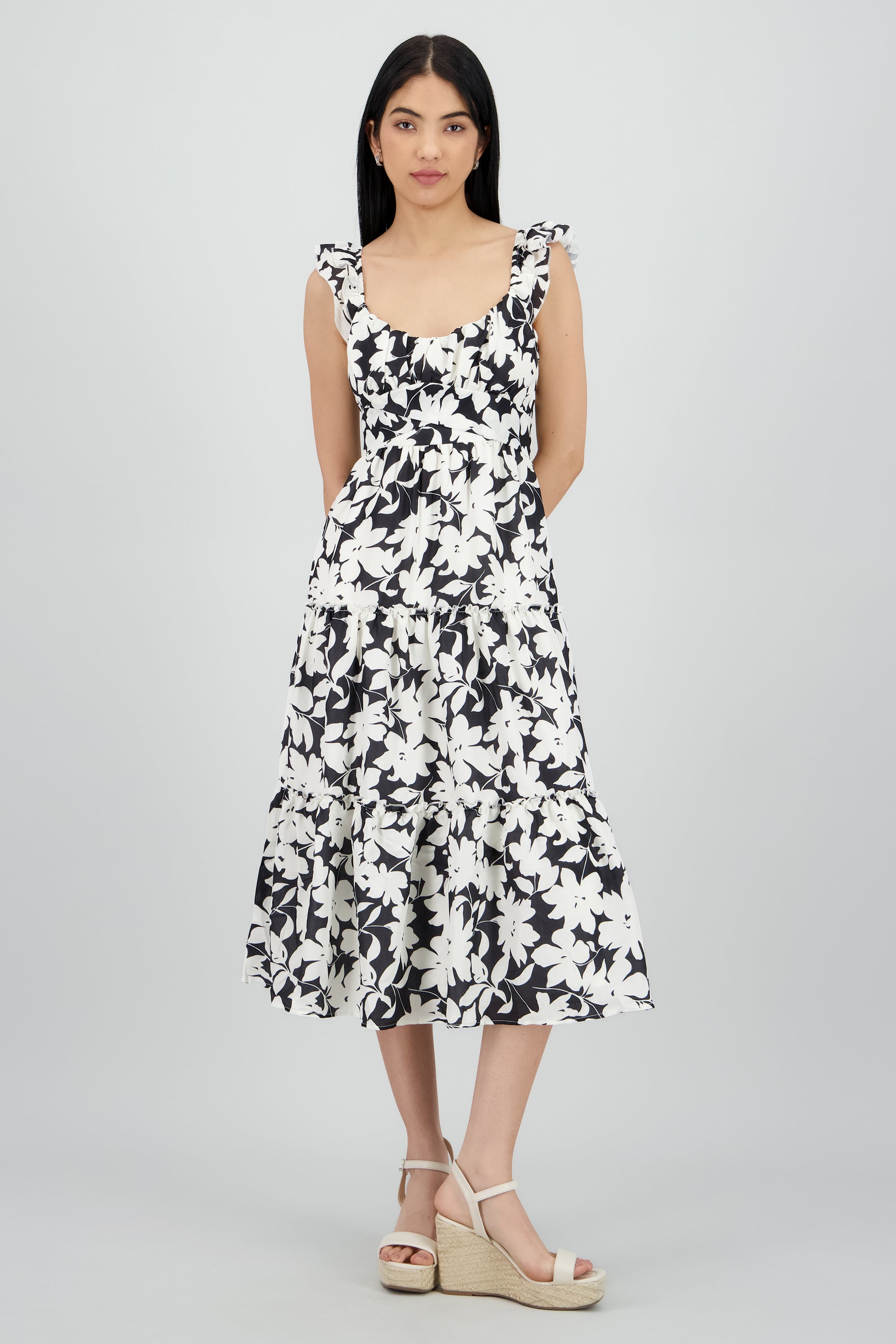 Vestido maxi estampado NEGRO COMBO
