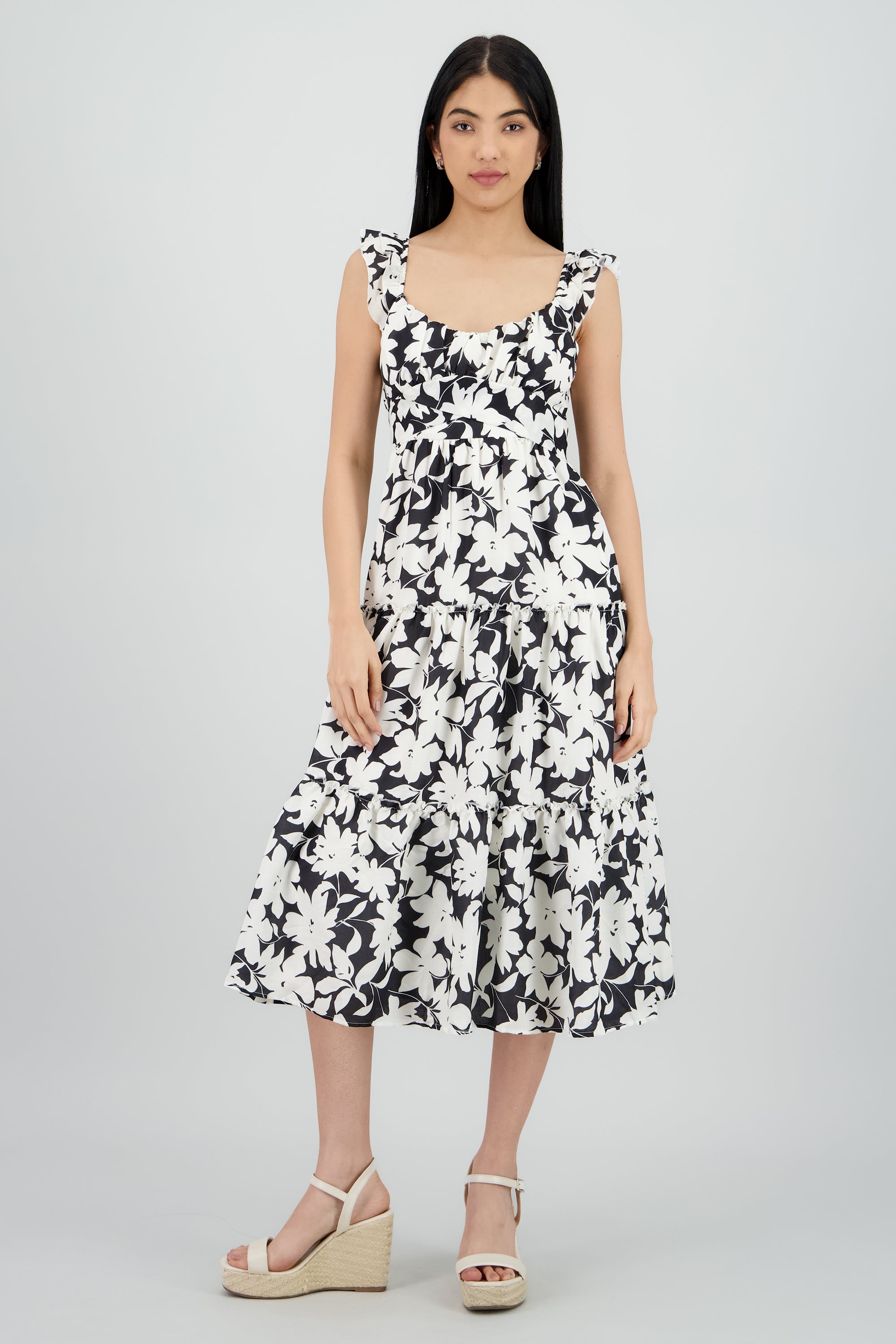 Vestido maxi estampado NEGRO COMBO
