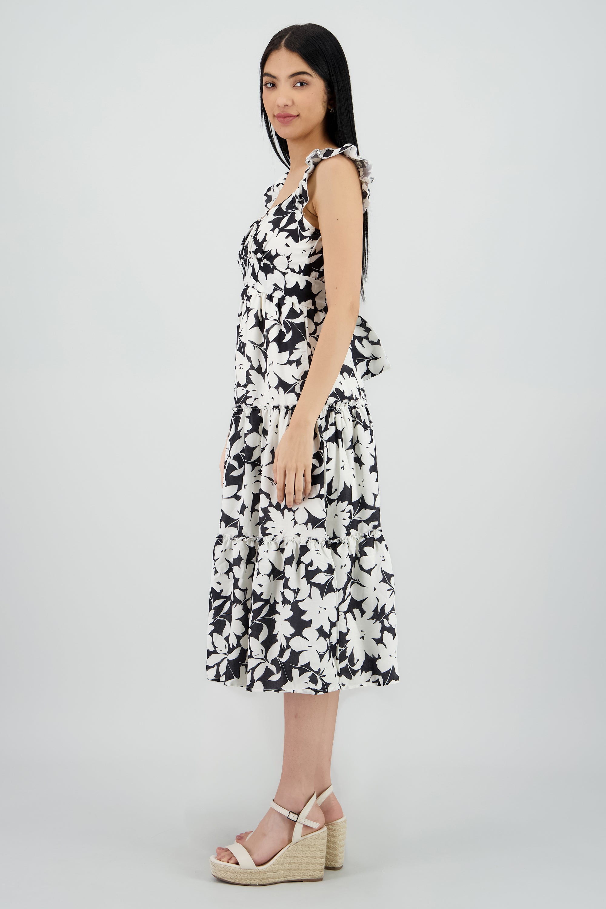 Vestido maxi estampado NEGRO COMBO