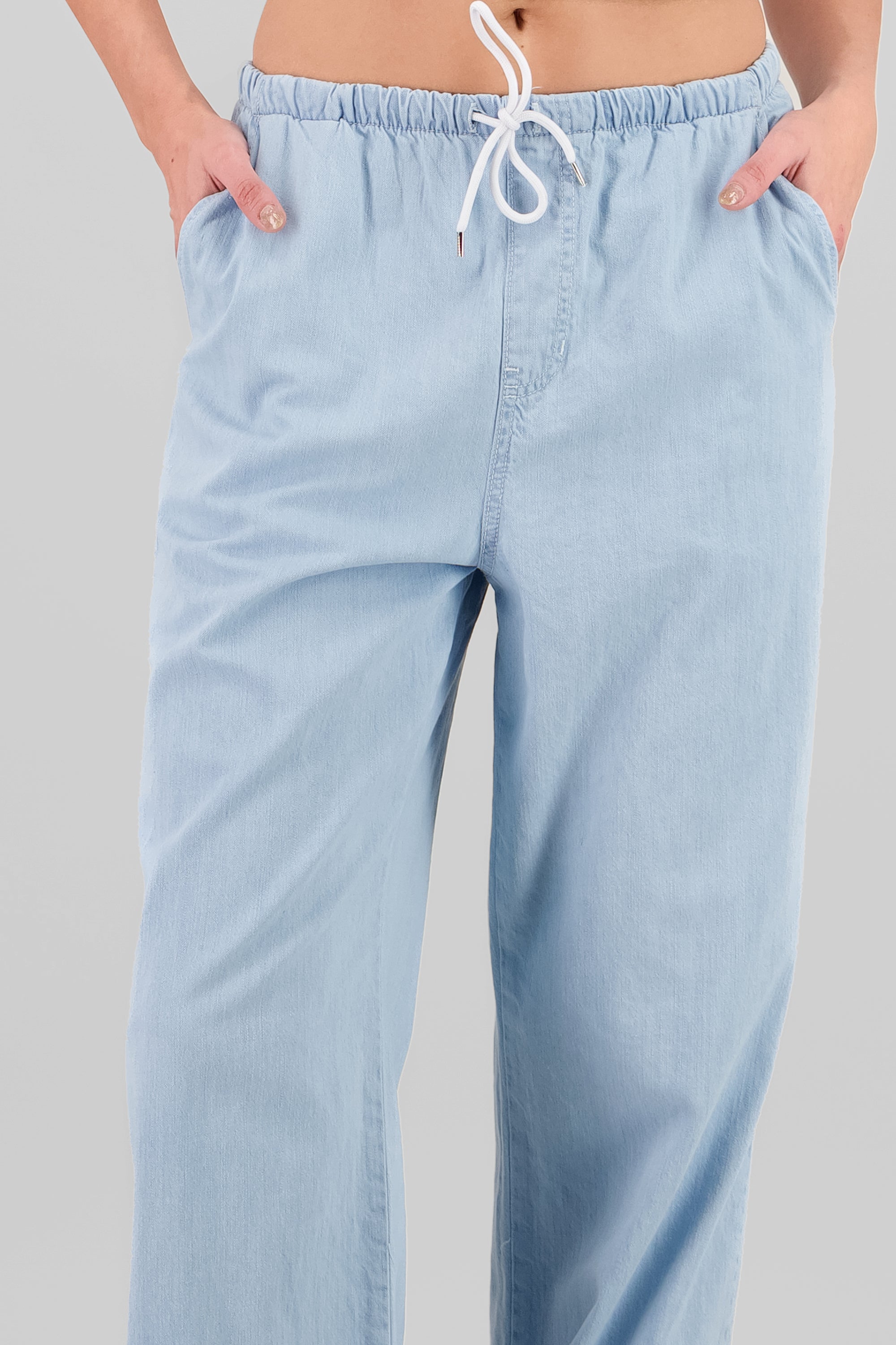 Pantalón wide leg con jareta LIGHT WASH