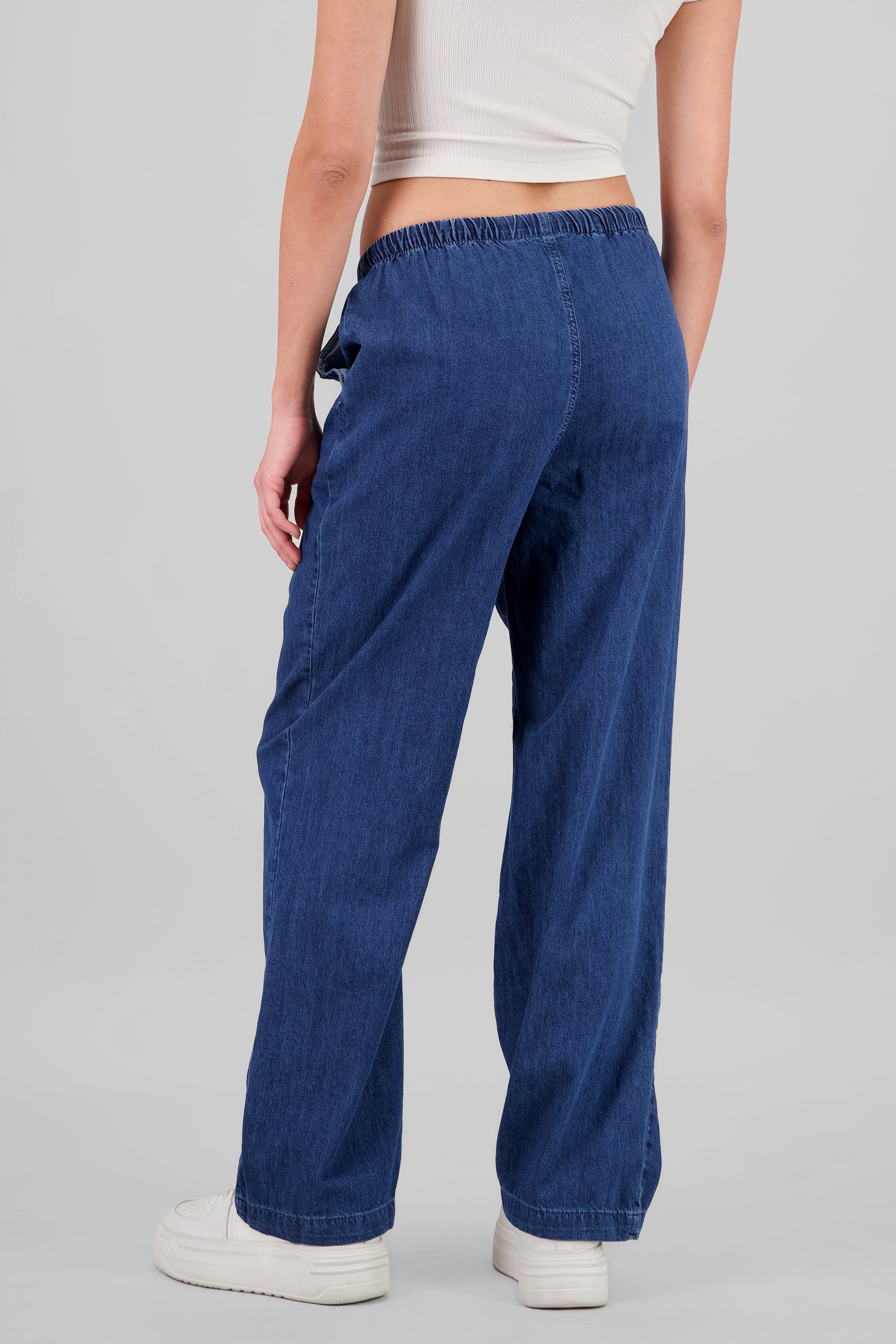 Pantalón wide leg con jareta MEDIUM WASH