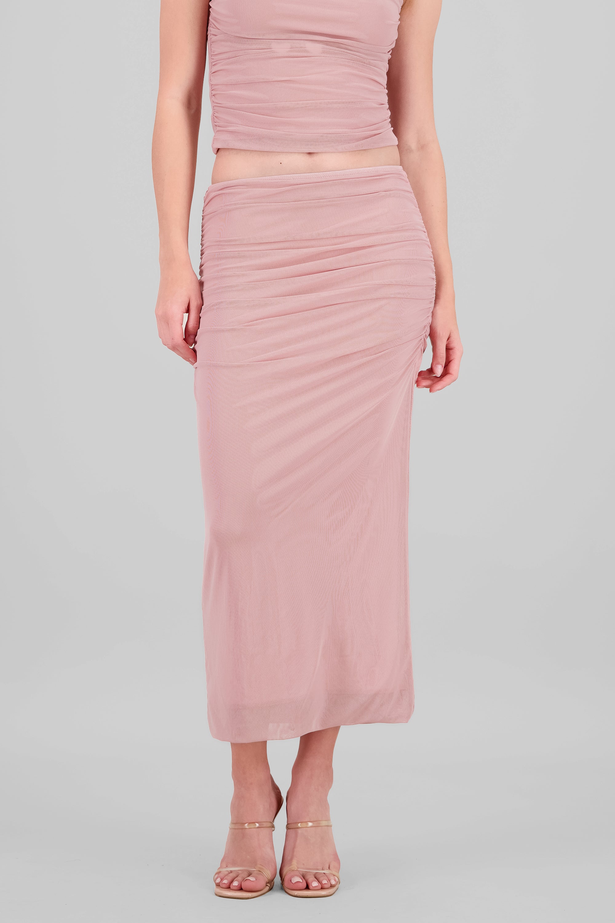 Falda midi drapeada PALO DE ROSA