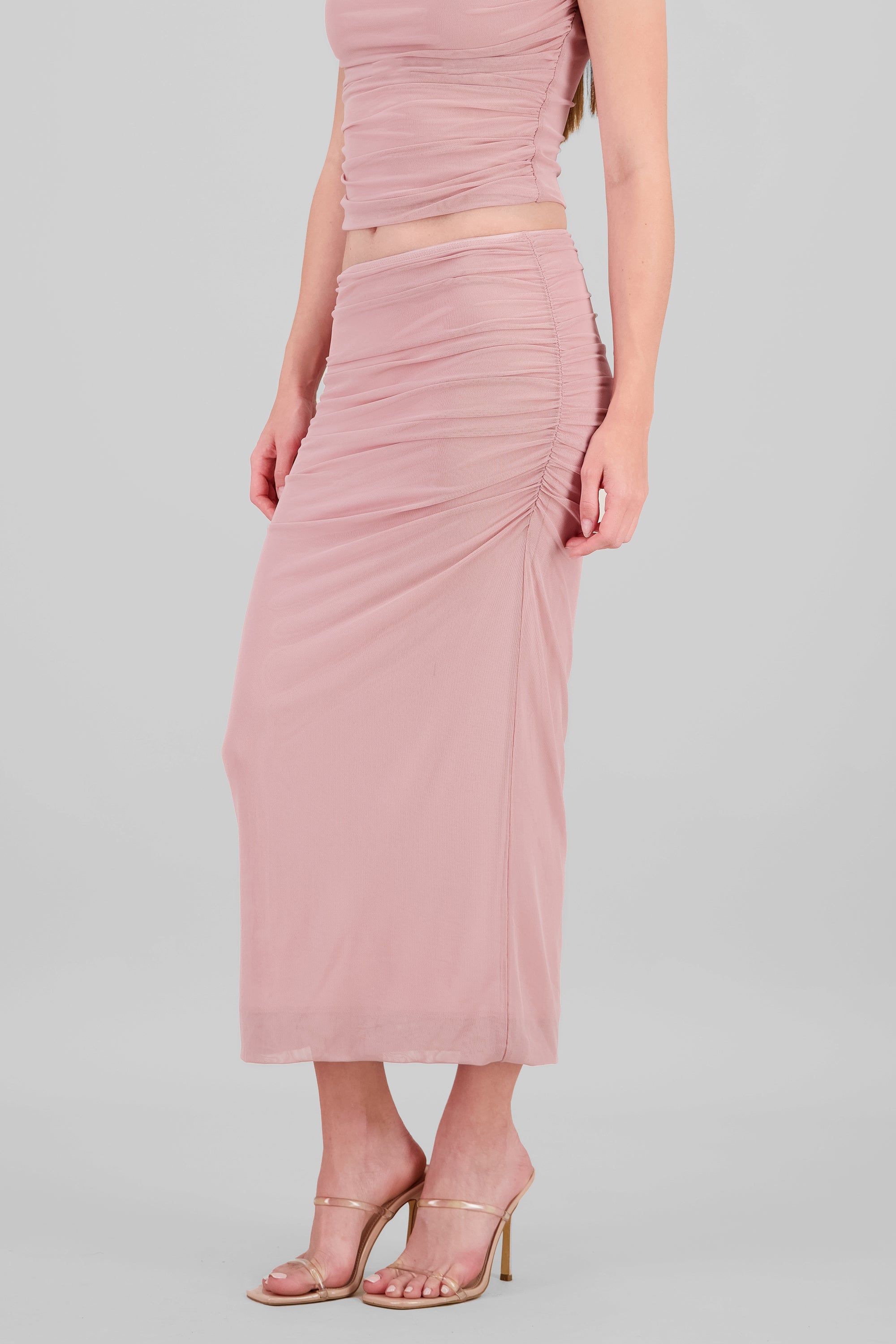 Falda midi drapeada PALO DE ROSA