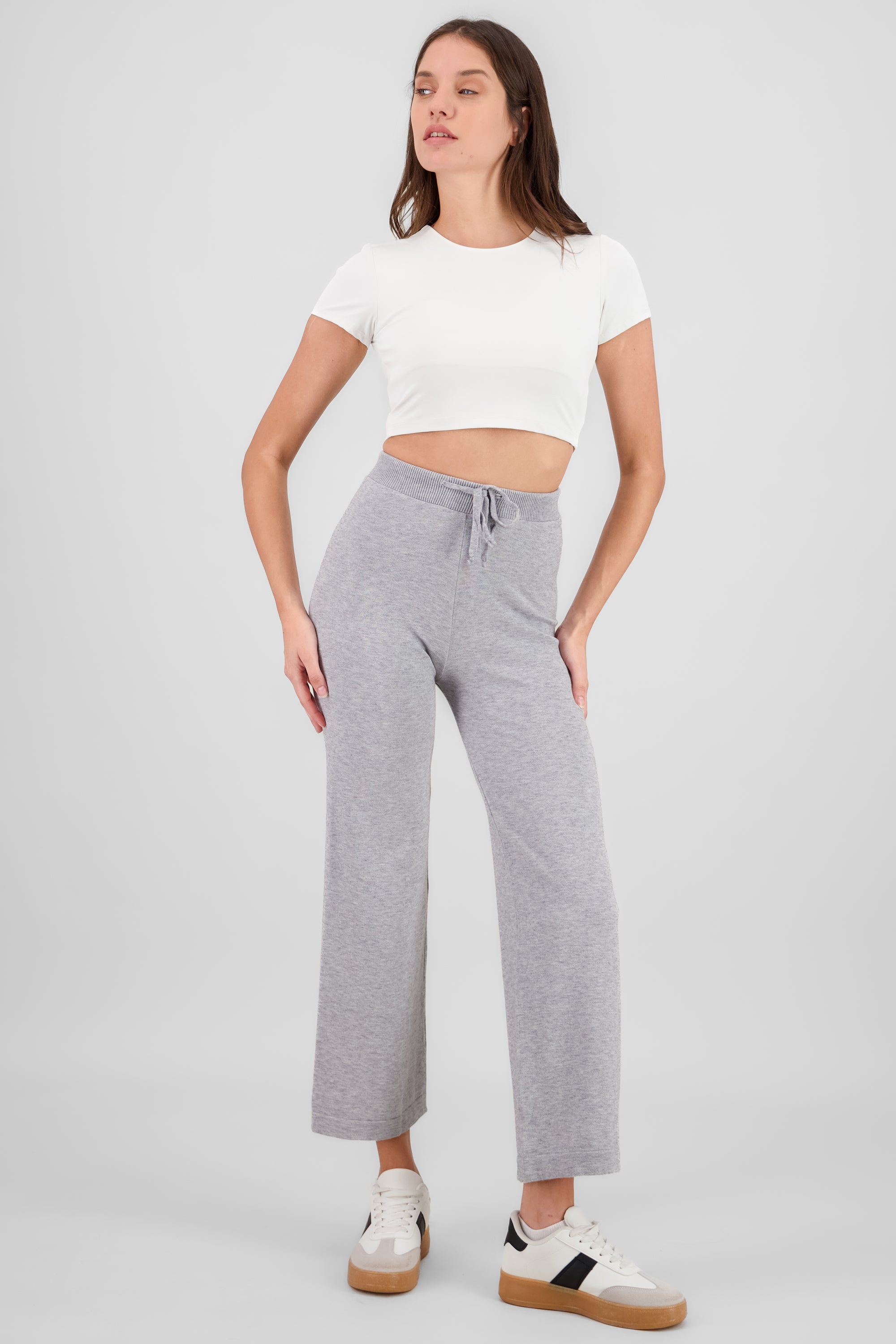 Pantalon tejido liso GRIS