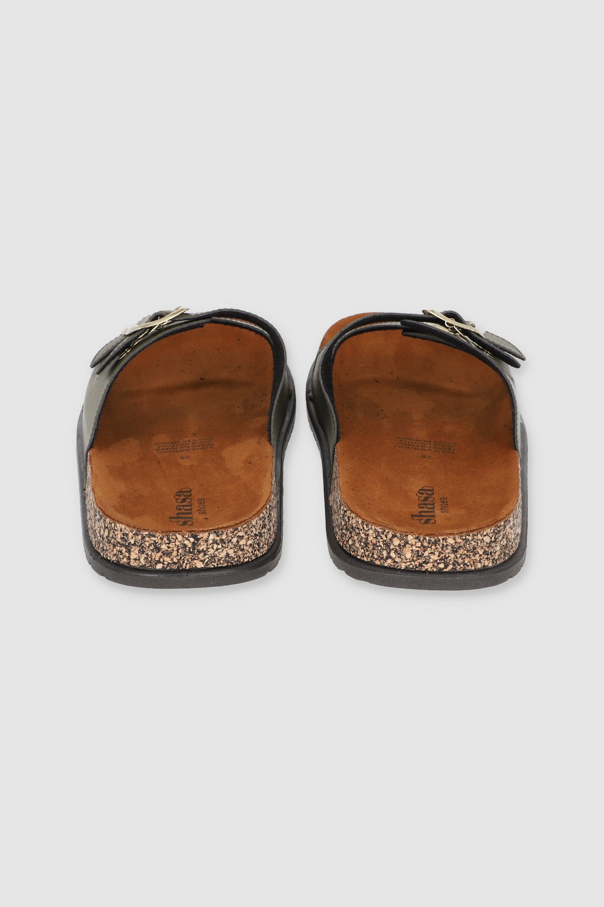 Sandalia Suela Corcho Doble Hebilla OLIVO