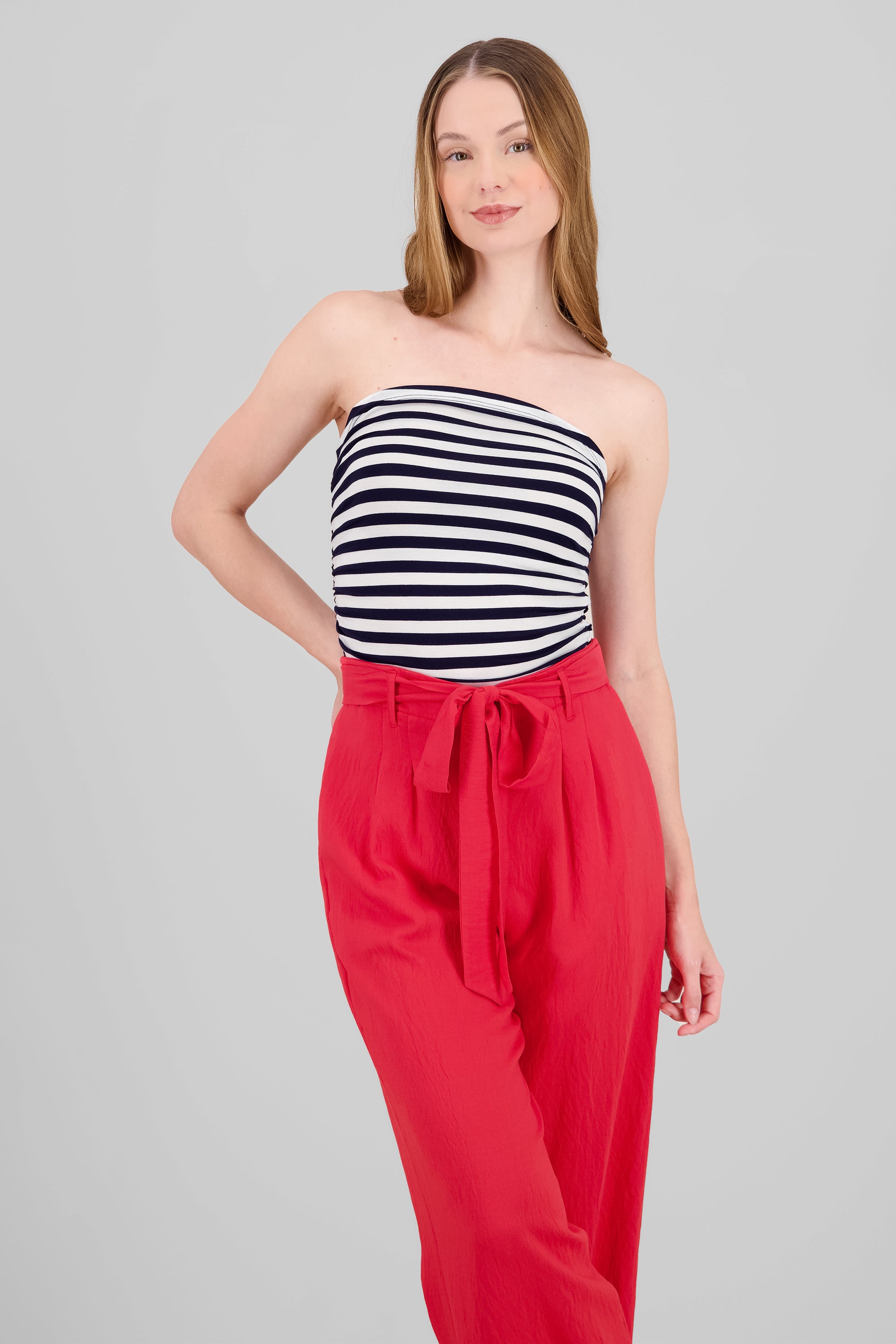 Top tubo strapless rayas BLANCO COMBO