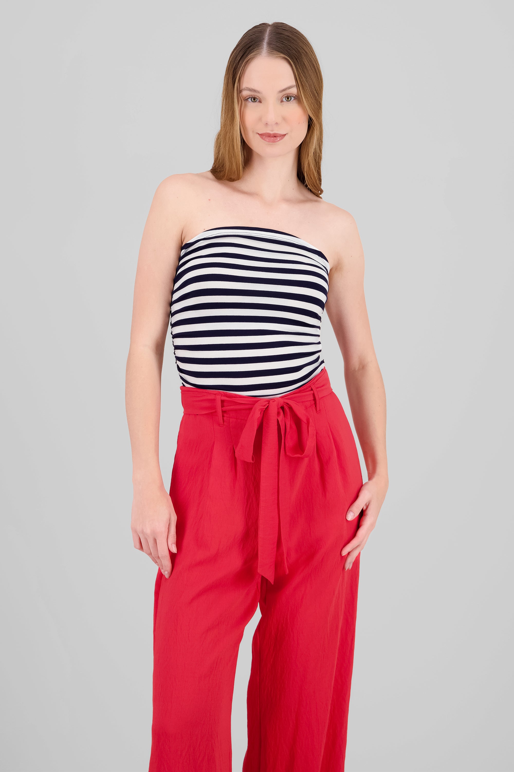 Top tubo strapless rayas BLANCO COMBO