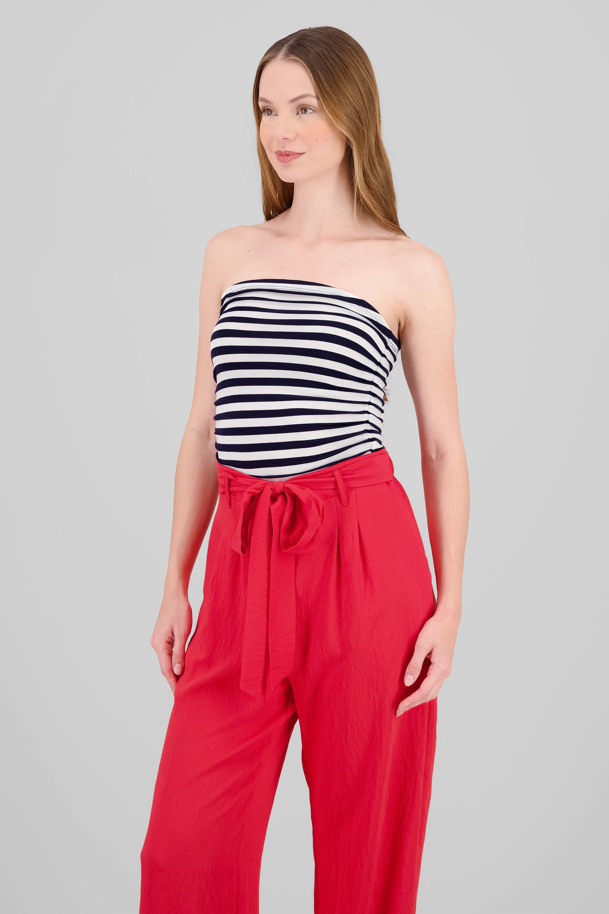 Top tubo strapless rayas BLANCO COMBO