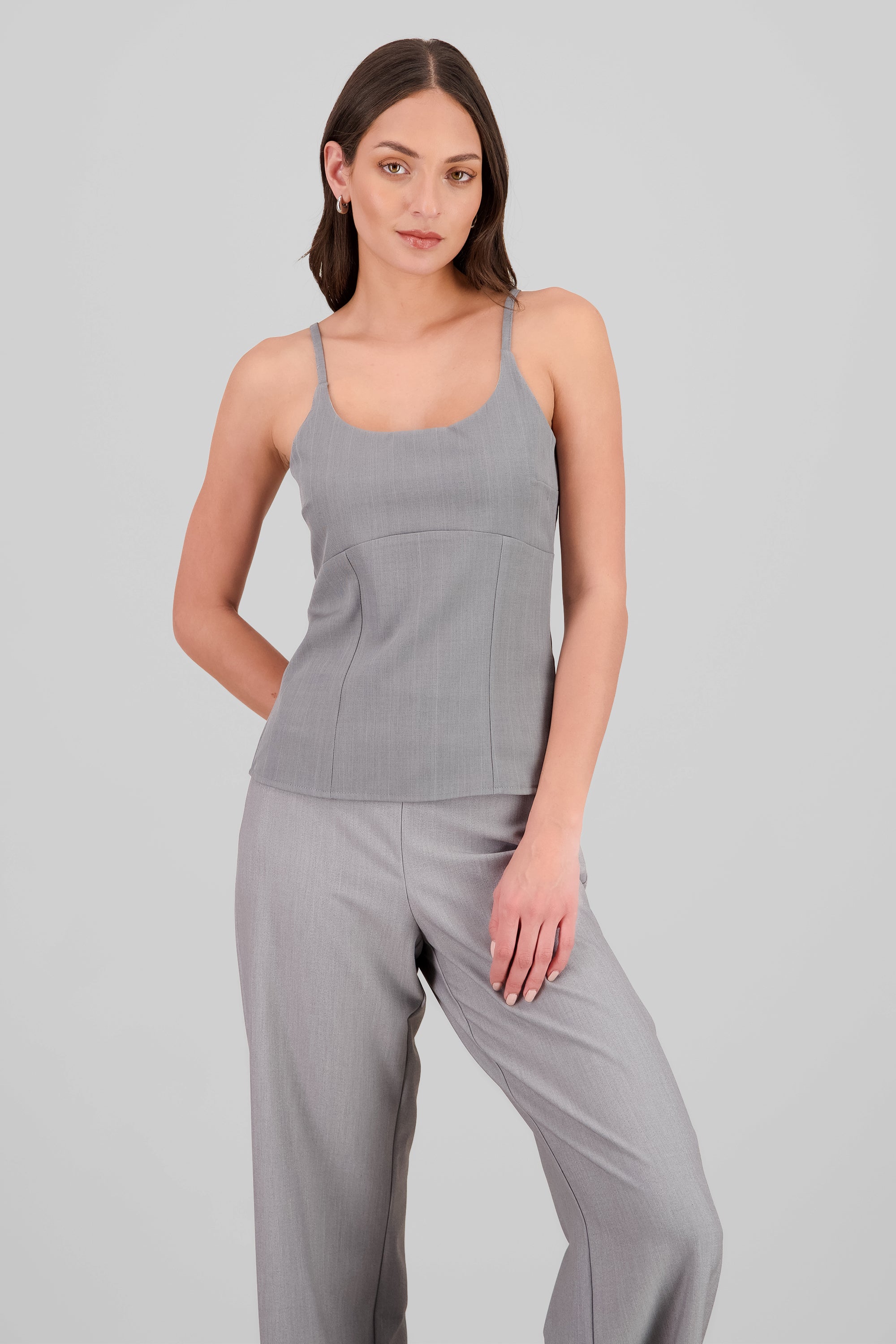 Blusa tirantes detalle cortes GRIS COMBO