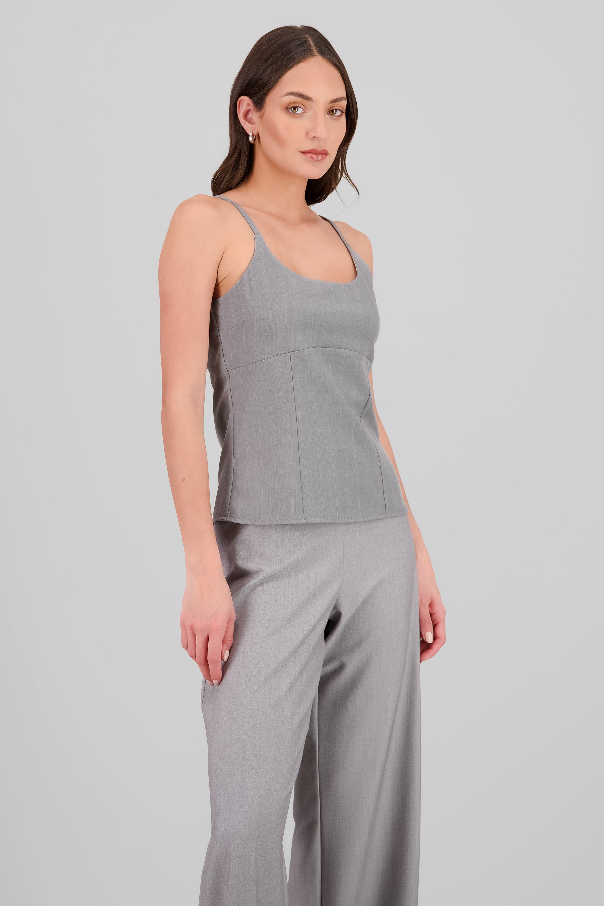 Blusa tirantes detalle cortes GRIS COMBO