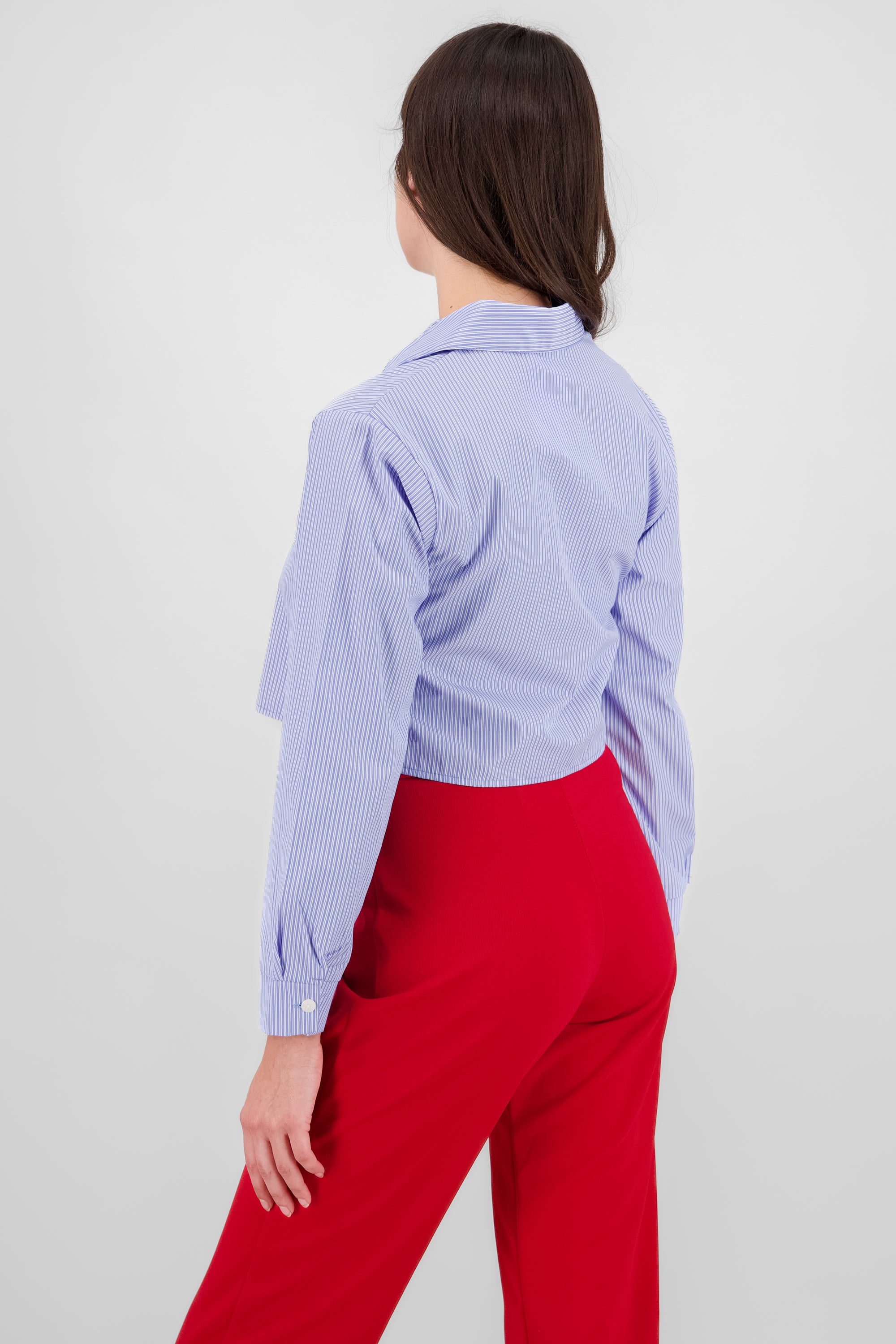 Camisa crop manga larga rayas AZUL COMBO
