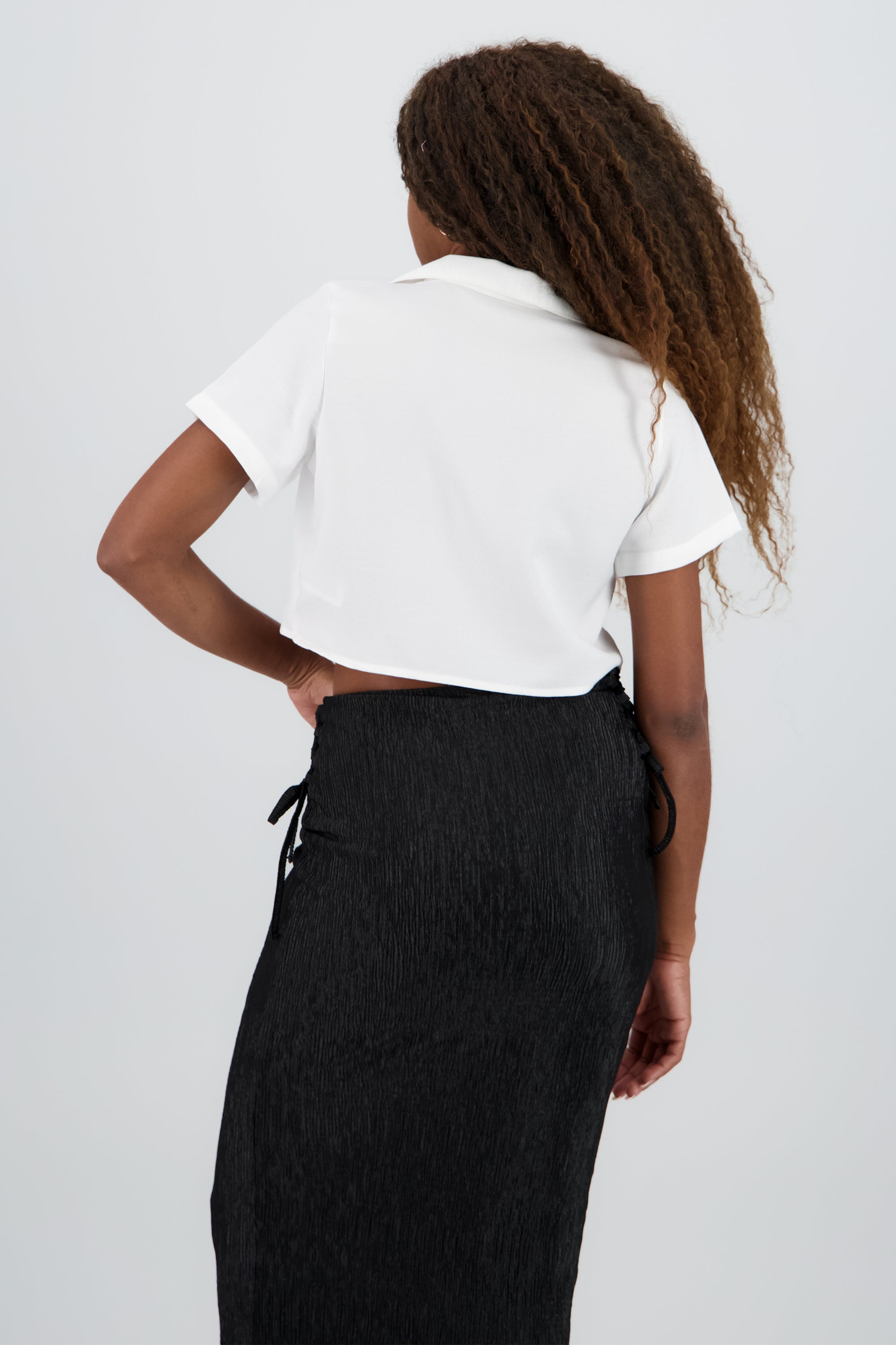 Camisa crop detalle lazo BLANCO