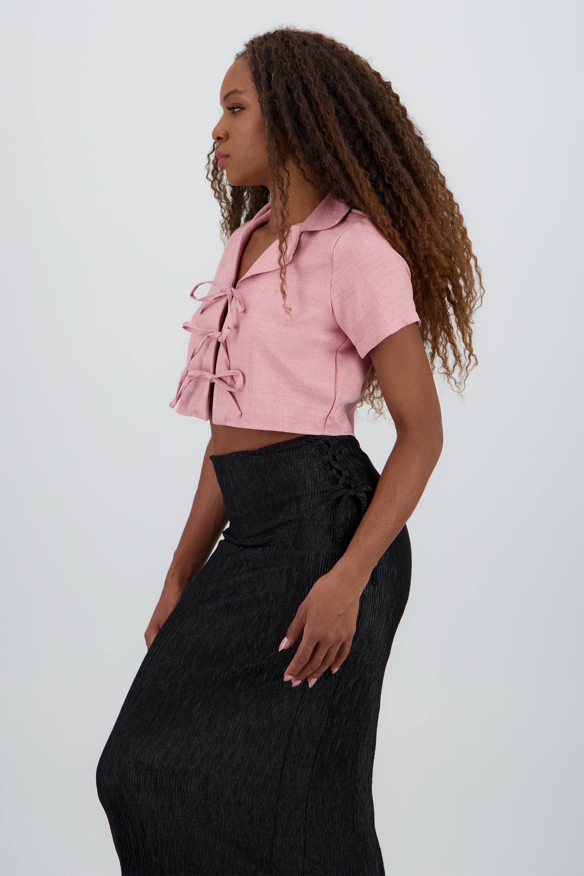 Camisa crop detalle lazo MALVA
