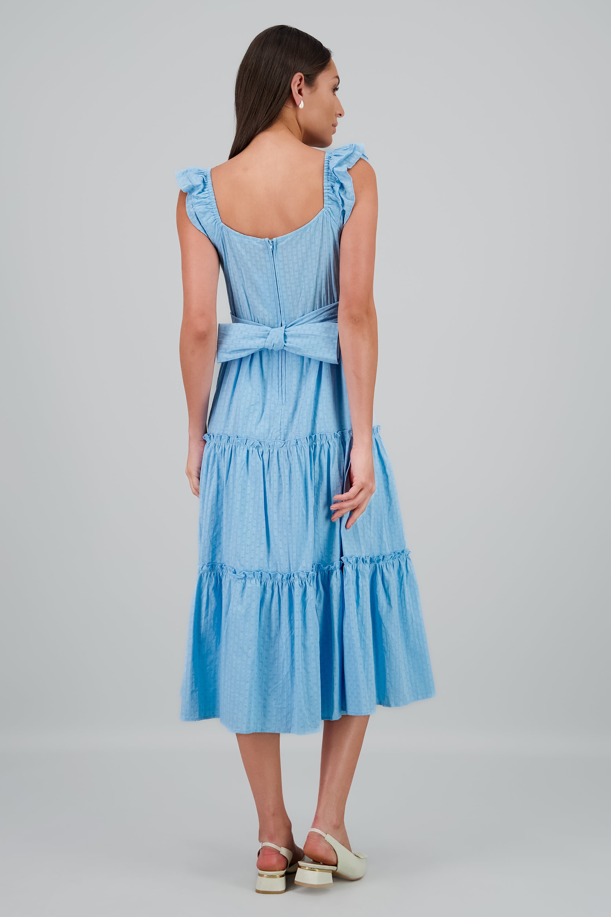 Vestido maxi con detalle bordado AZUL CIELO
