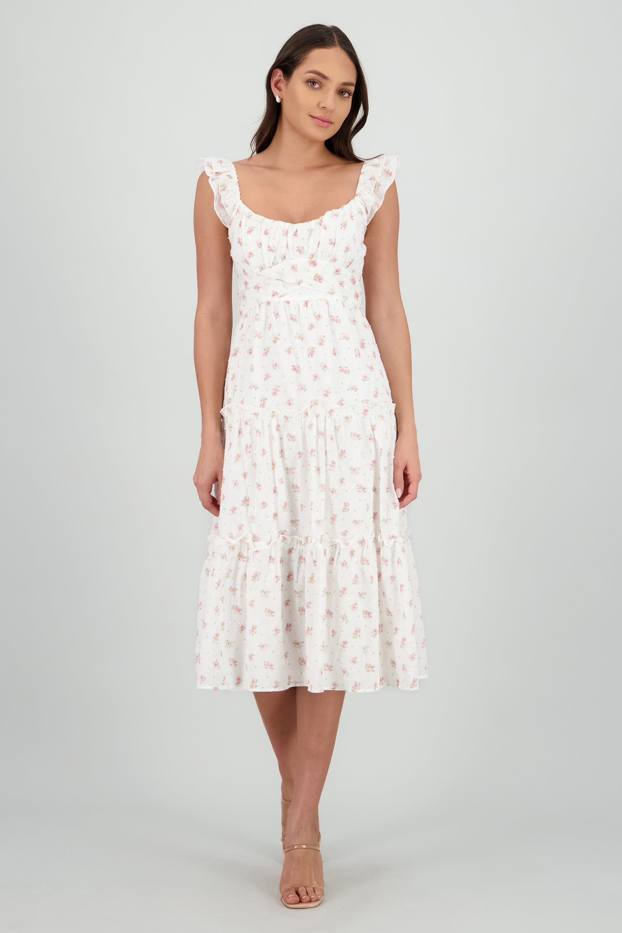 Vestido maxi estampado flores BLANCO COMBO