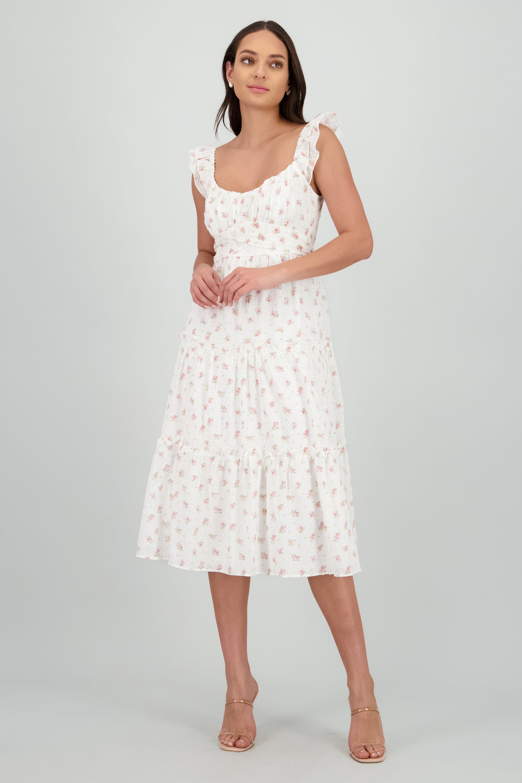 Vestido maxi estampado flores BLANCO COMBO