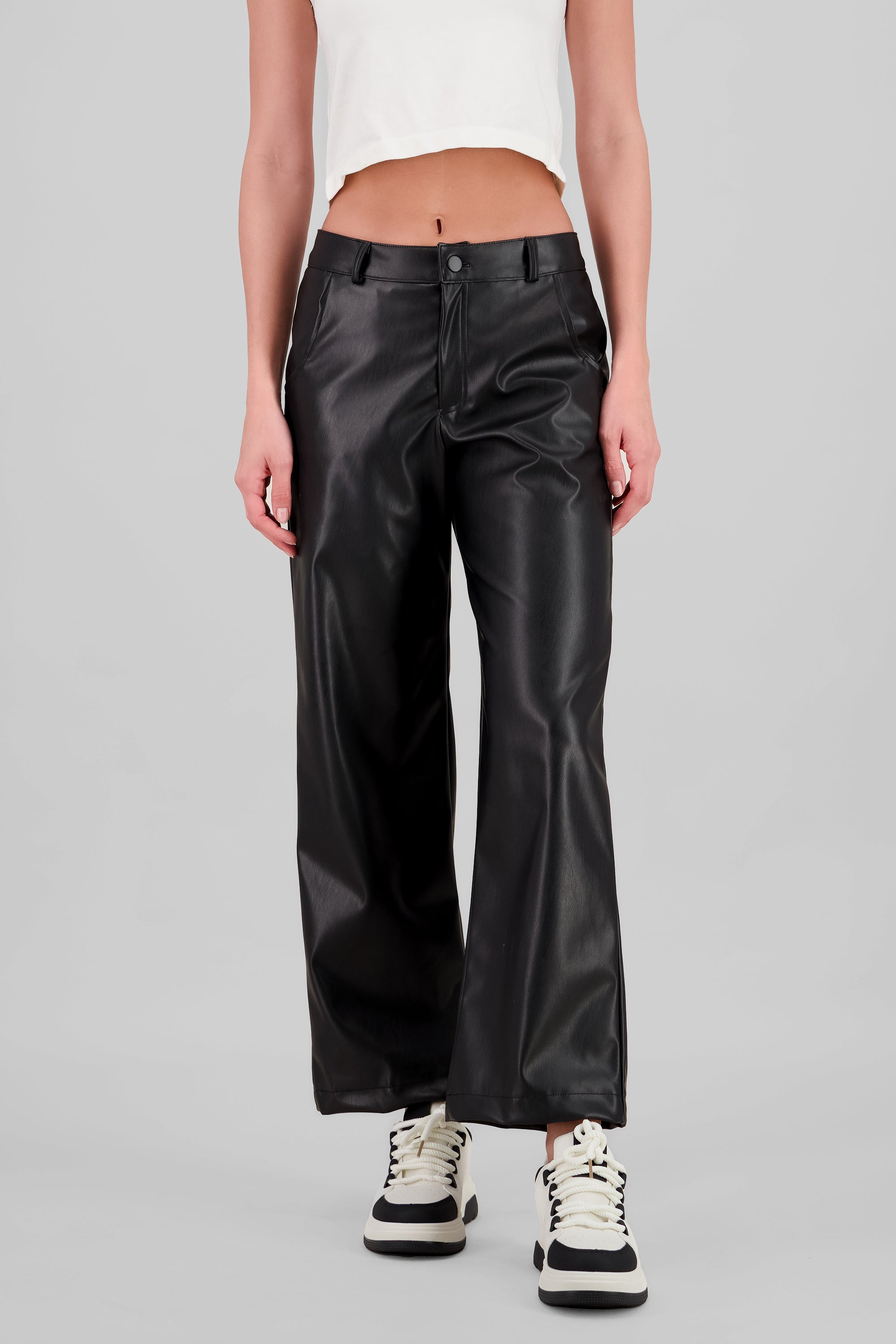 Pantalon wide leg pu NEGRO