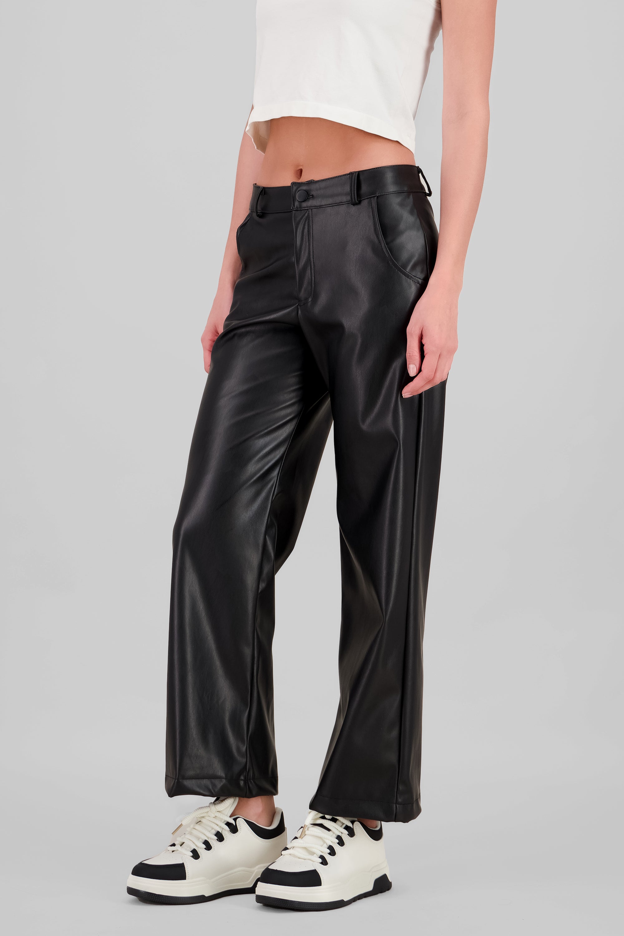 Pantalon wide leg pu NEGRO