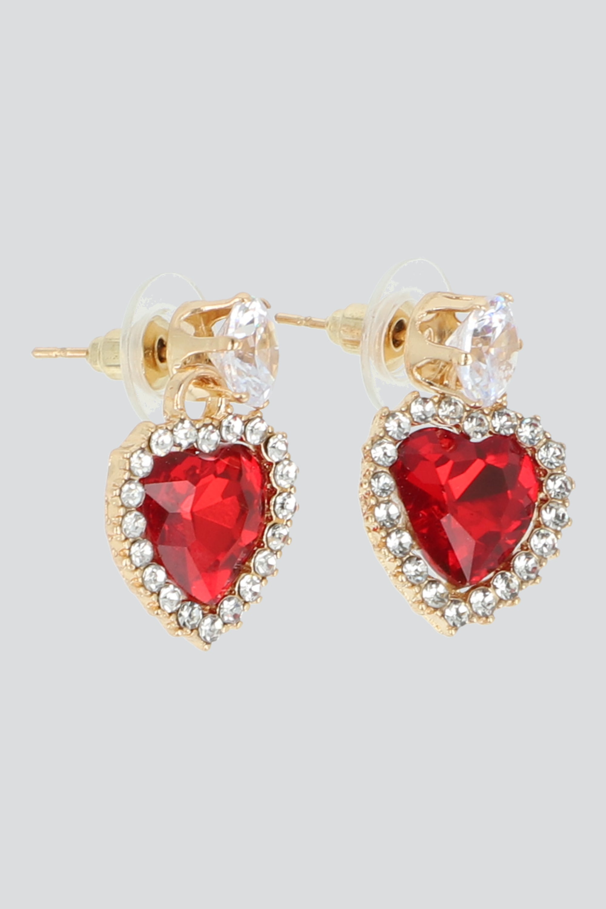 Arete corazón cristal ROJO