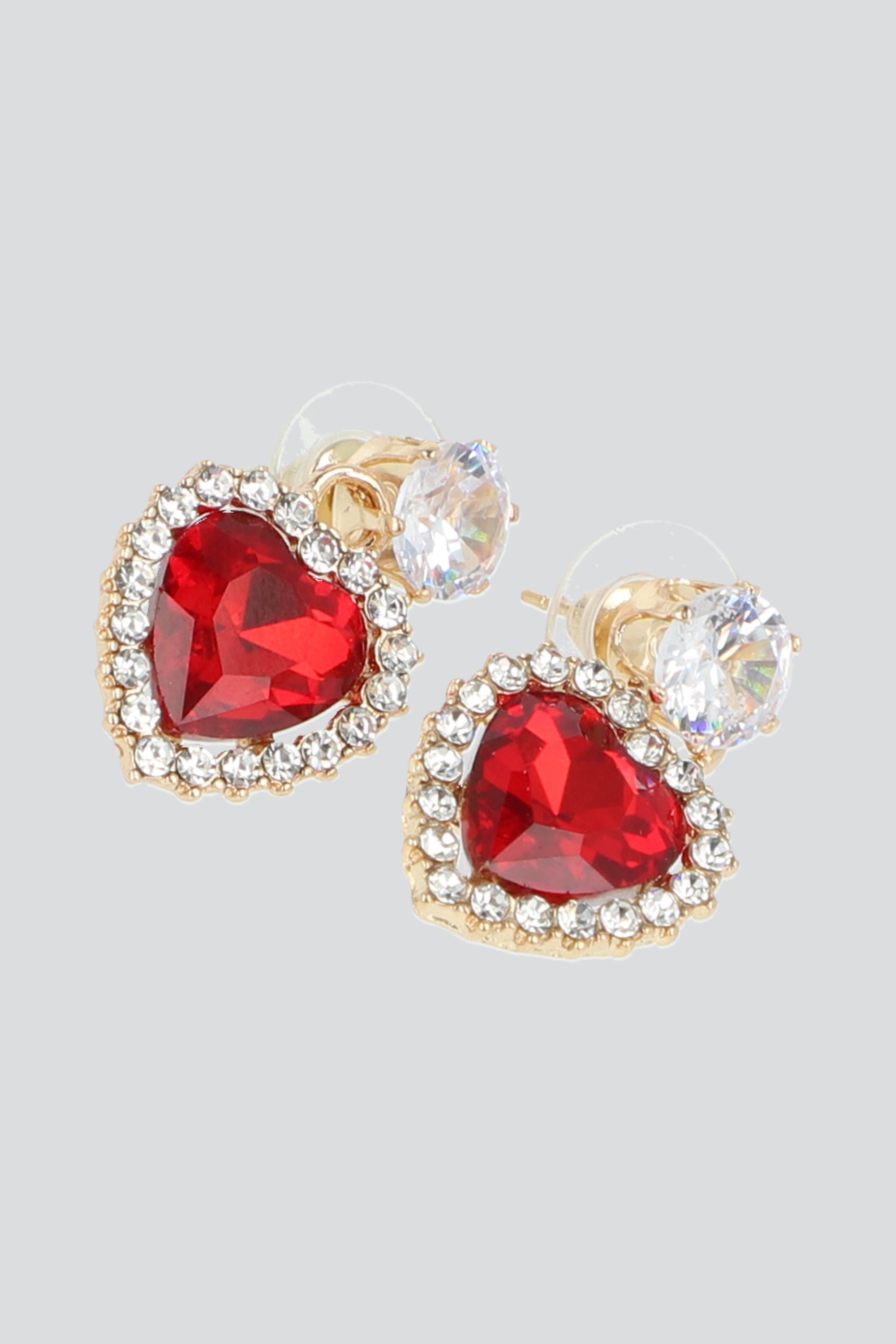 Arete corazón cristal ROJO