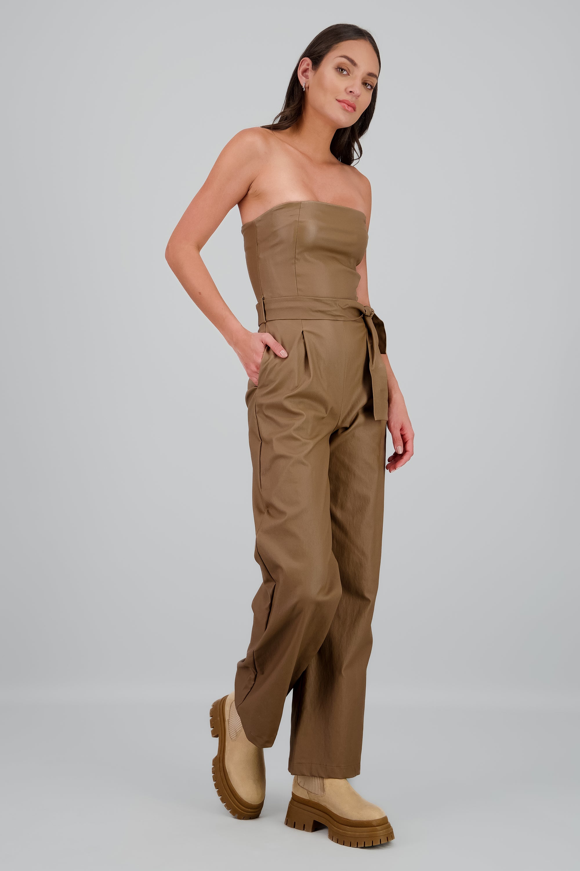 Jumpsuit pu strapples CAFE