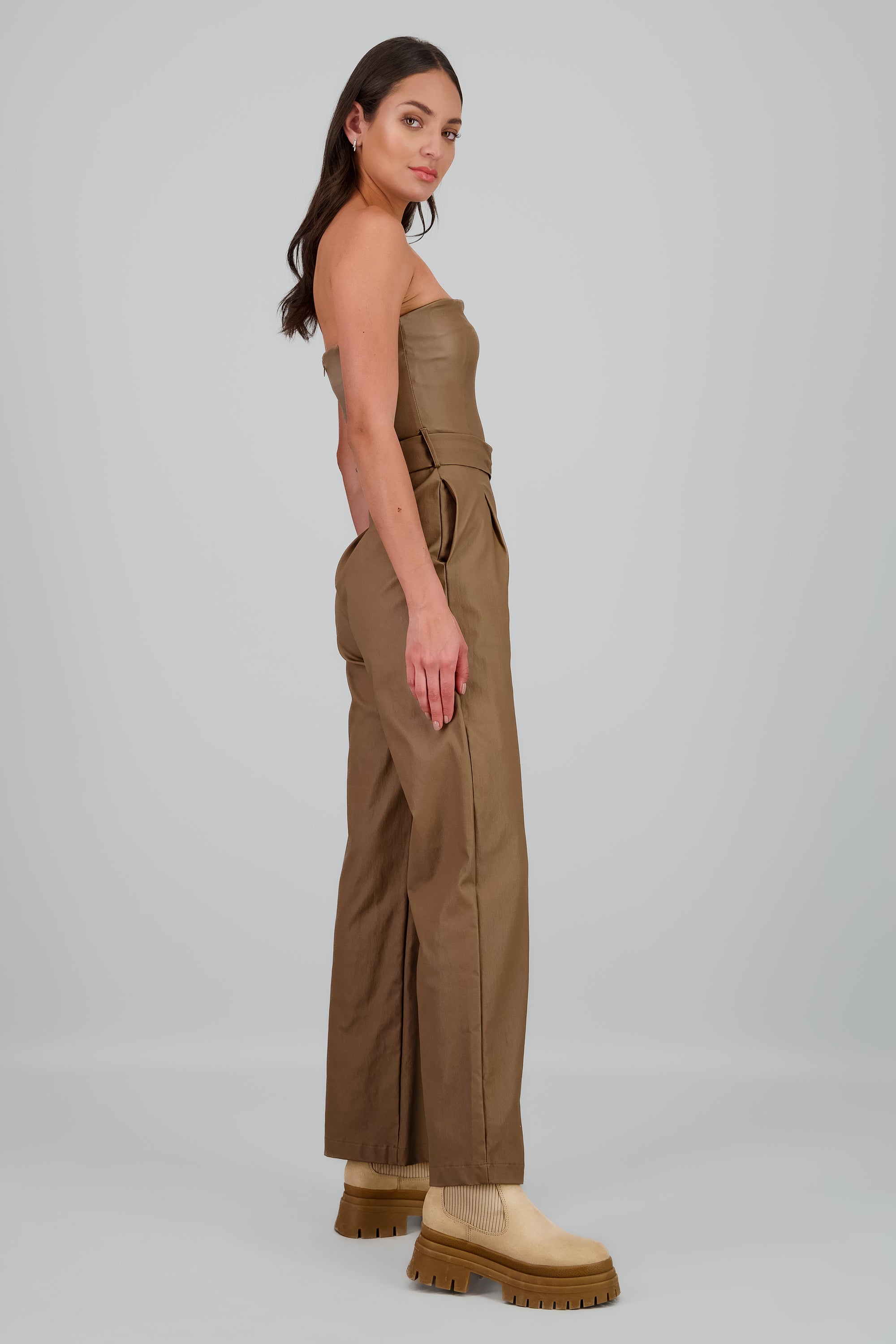 Jumpsuit pu strapples CAFE