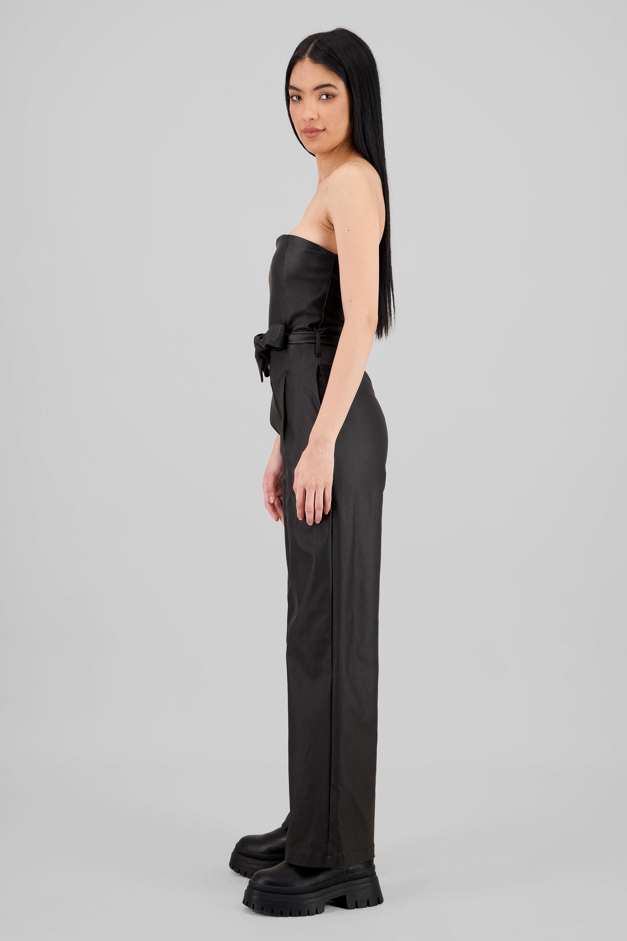 Jumpsuit pu strapples NEGRO