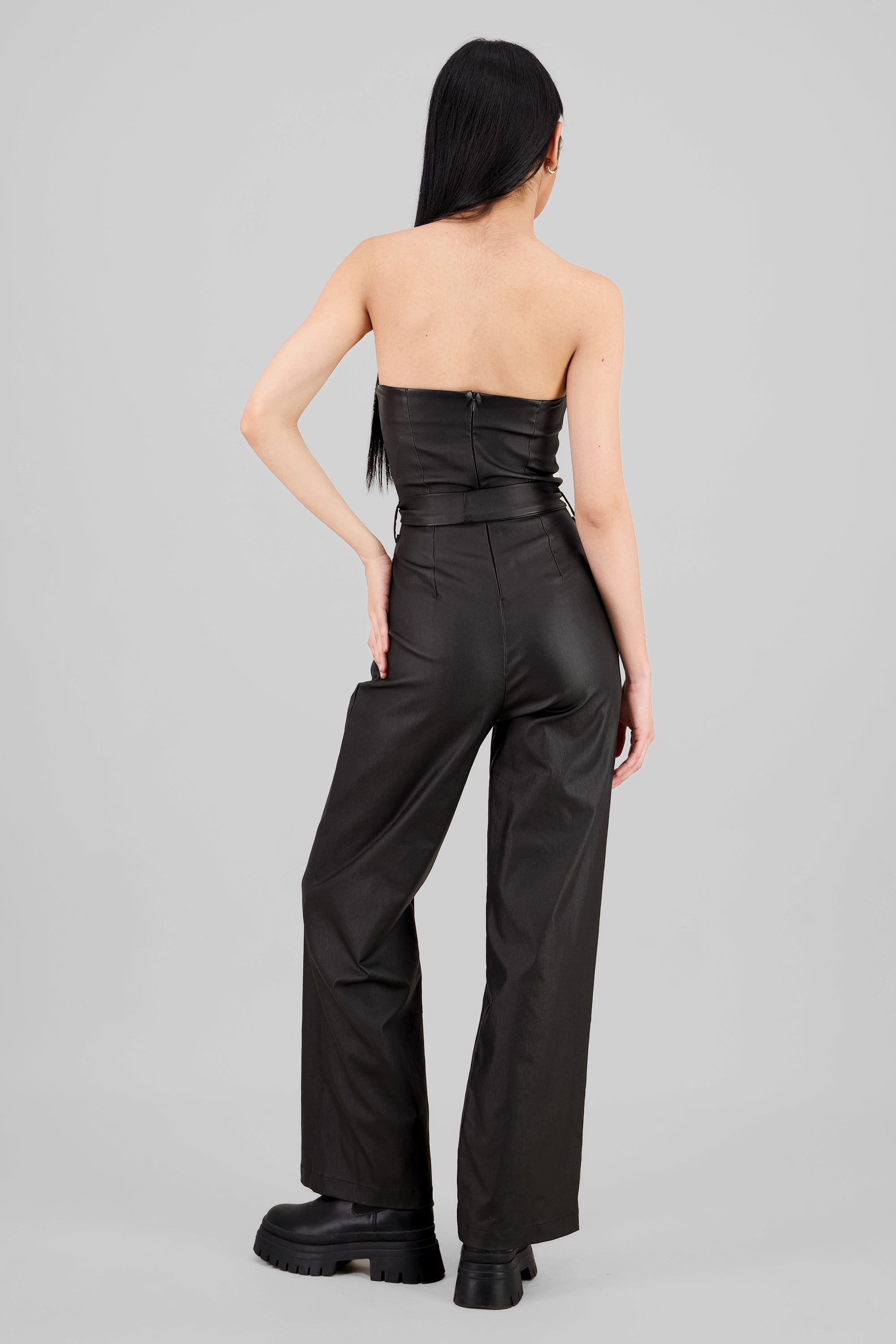 Jumpsuit pu strapples NEGRO