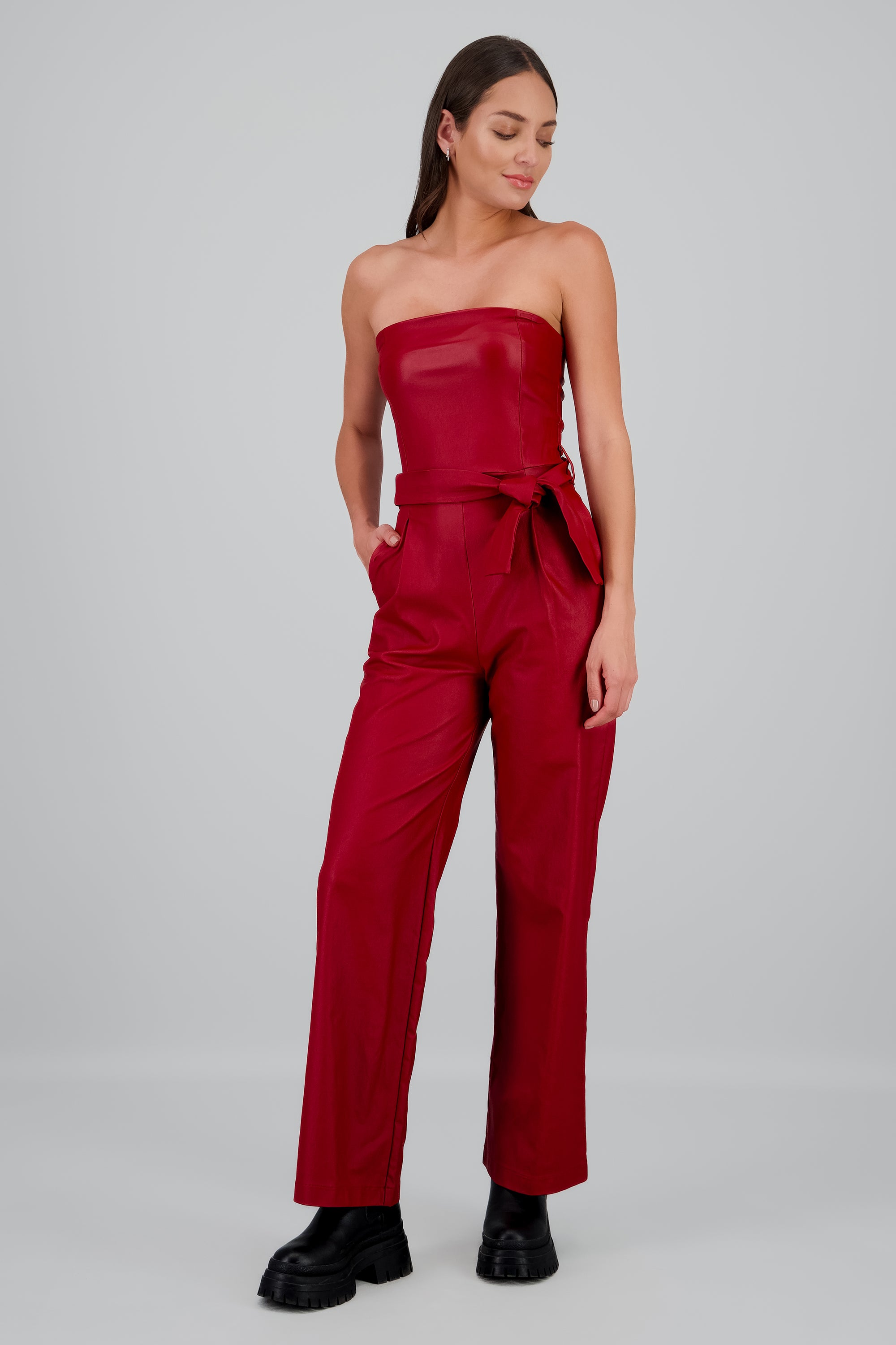 Jumpsuit pu strapples ROJO